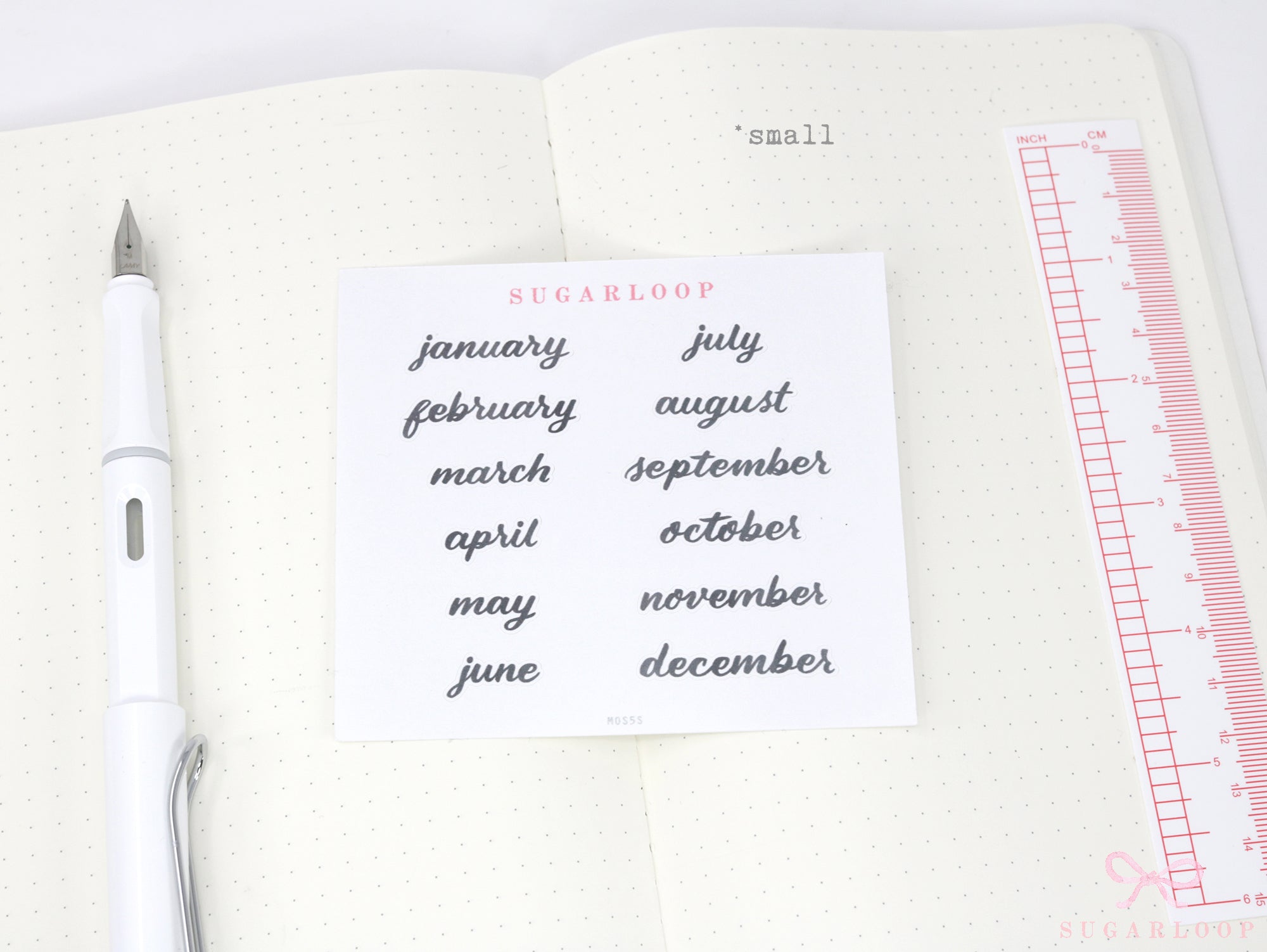 Ink Wash Handwritten Script Months of The Year Planner & Journal Stickers: DIY Diary & Calendar 1.5in (38mm) 2in (50 mm)