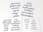 Ink Wash Handwritten Script Months of The Year Planner & Journal Stickers: DIY Diary & Calendar 1.5in (38mm) 2in (50 mm)