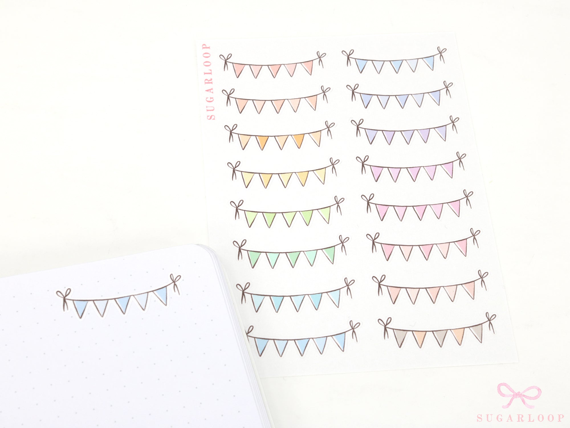 Pastel Bunting Flag Planner Stickers for Birthday & Celebration Planning