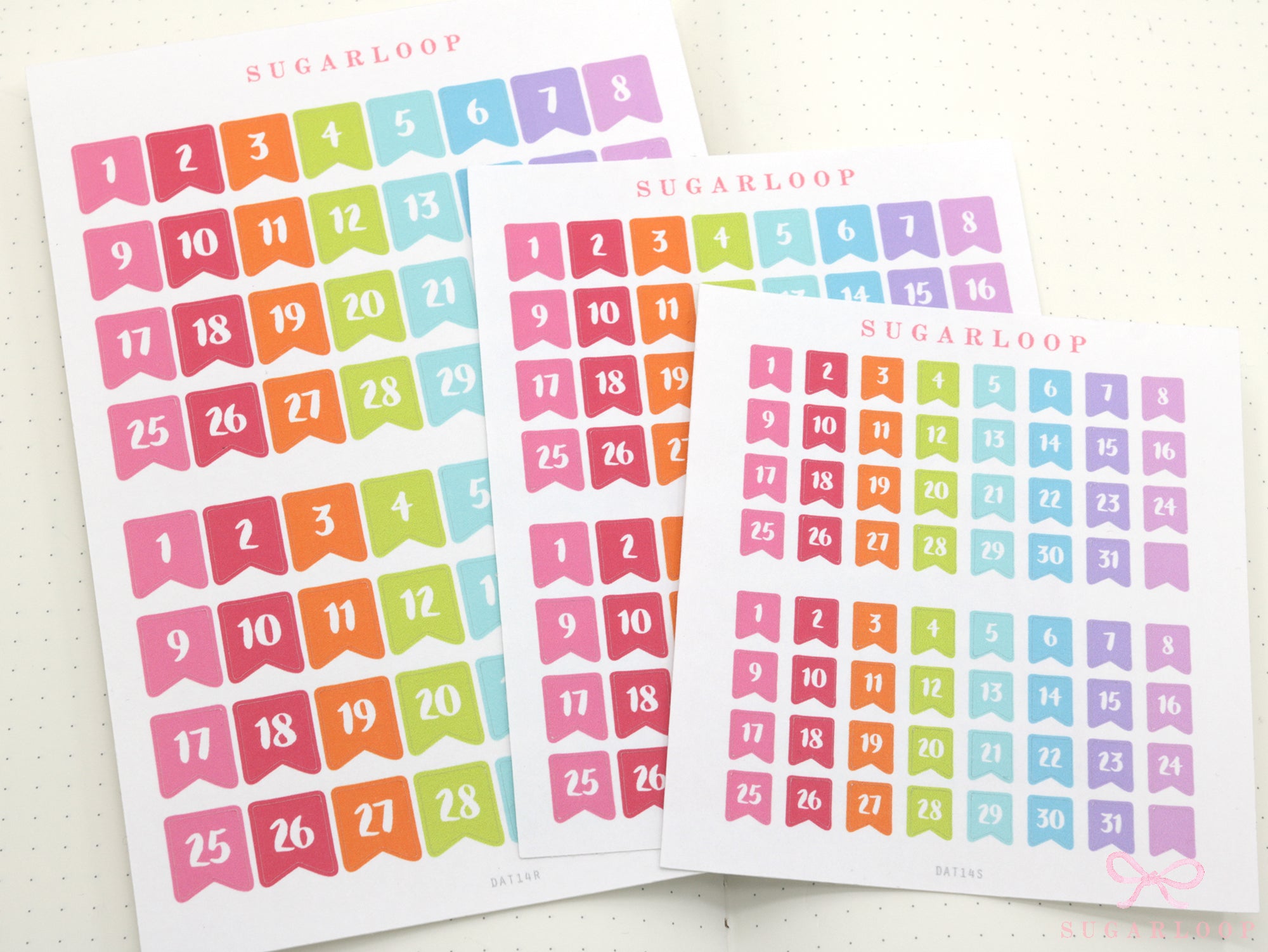 Brush Script Date Flag Bujo Planner Stickers: 6mm 9.5mm 10mm