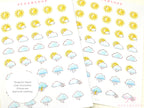 Watercolor Hand Drawn Doodle Weather Planner and Journal Stickers Icons