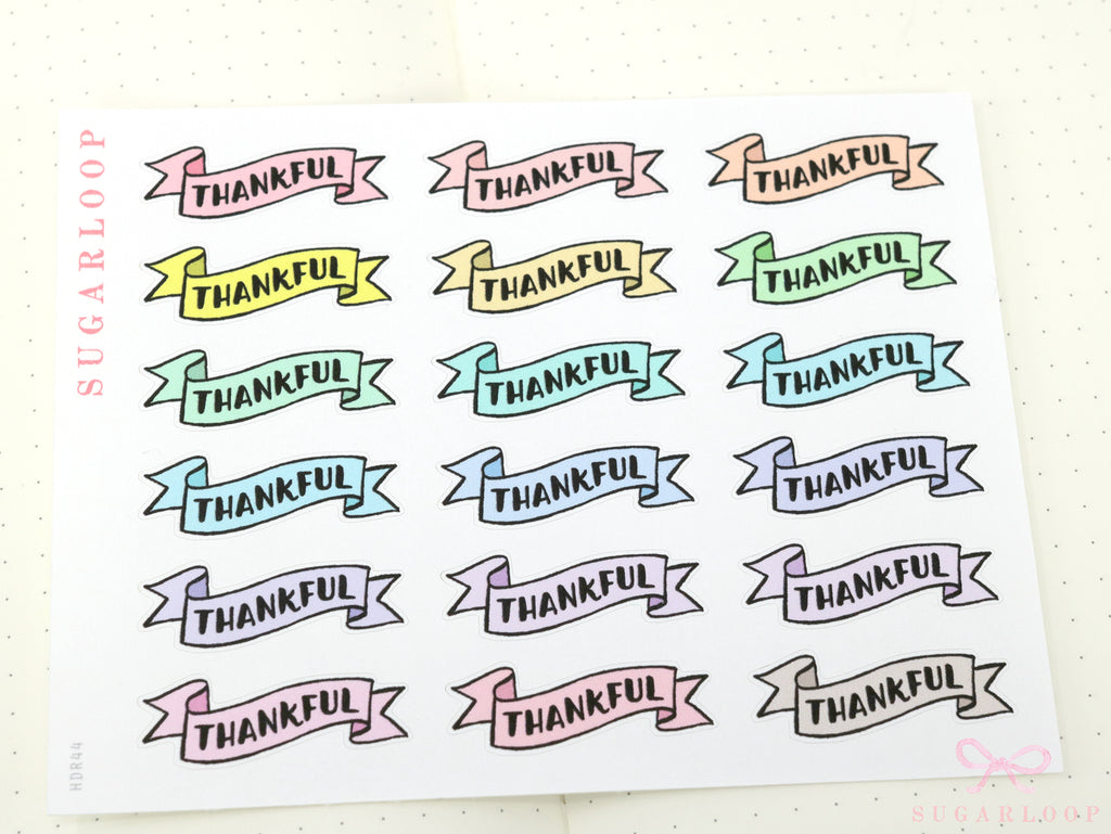 Thankful Header Stickers for Planners & Bujo Journals: Pastel
