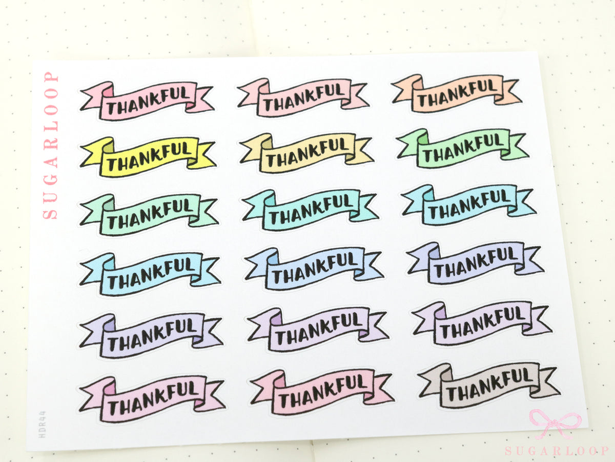 Thankful Header Stickers for Planners & Bujo Journals: Pastel
