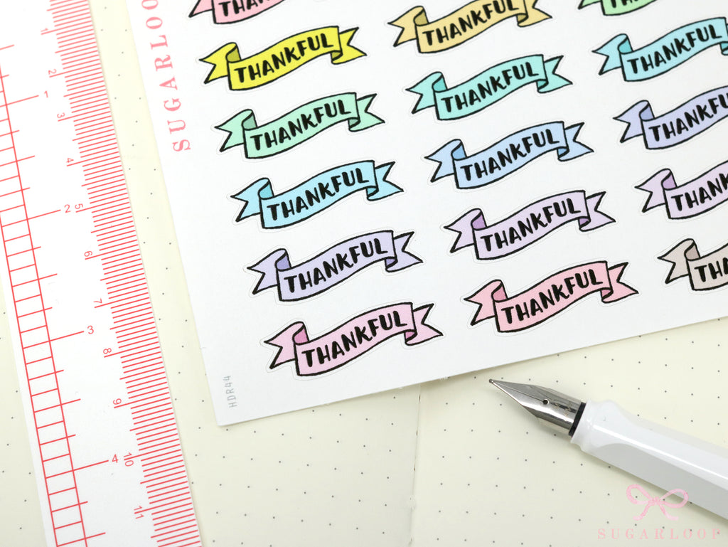 Thankful Header Stickers for Planners & Bujo Journals: Pastel