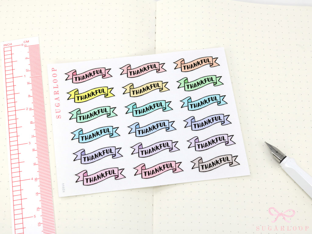 Thankful Header Stickers for Planners & Bujo Journals: Pastel