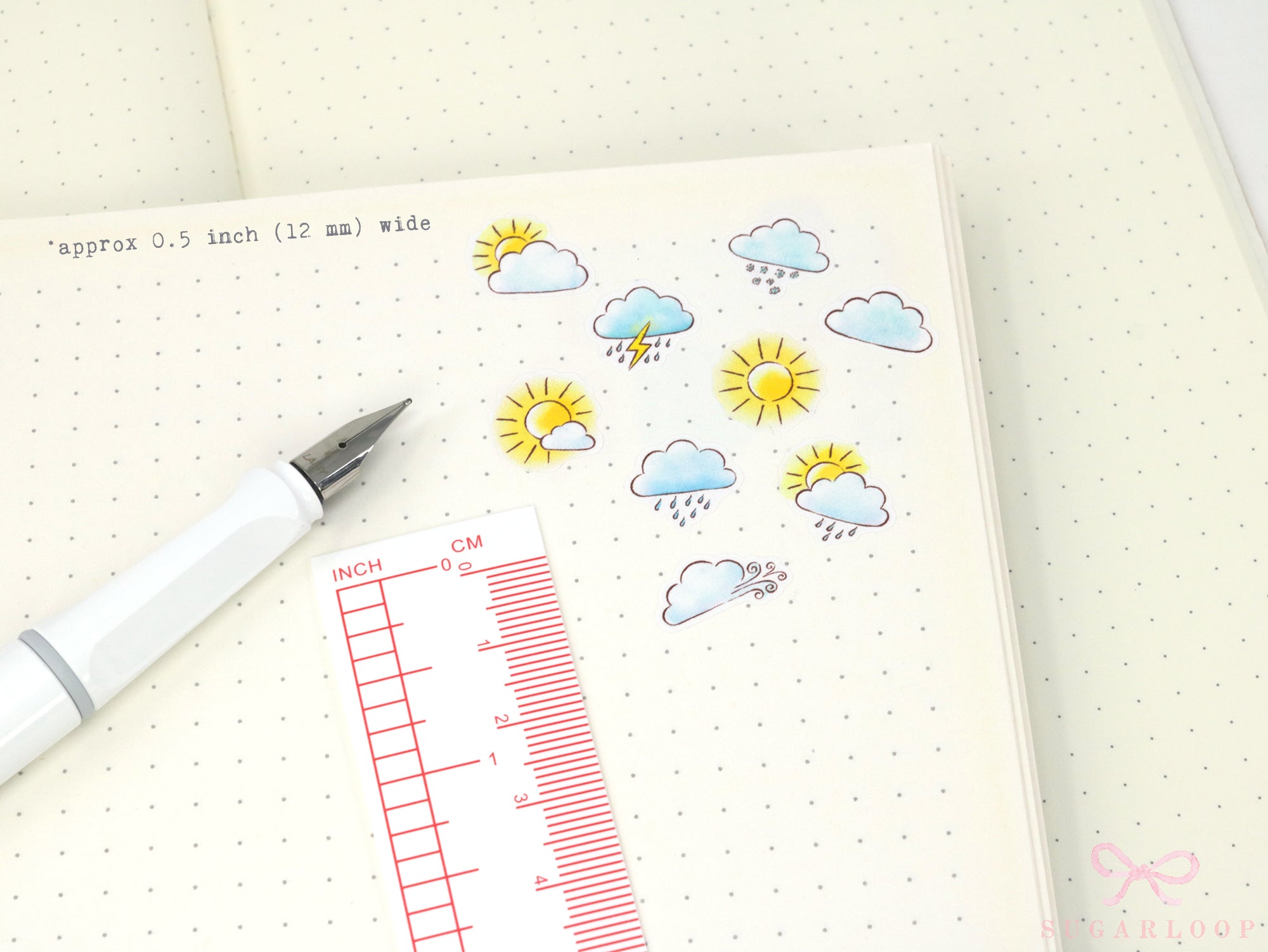 Watercolor Hand Drawn Doodle Weather Planner and Journal Stickers Icons