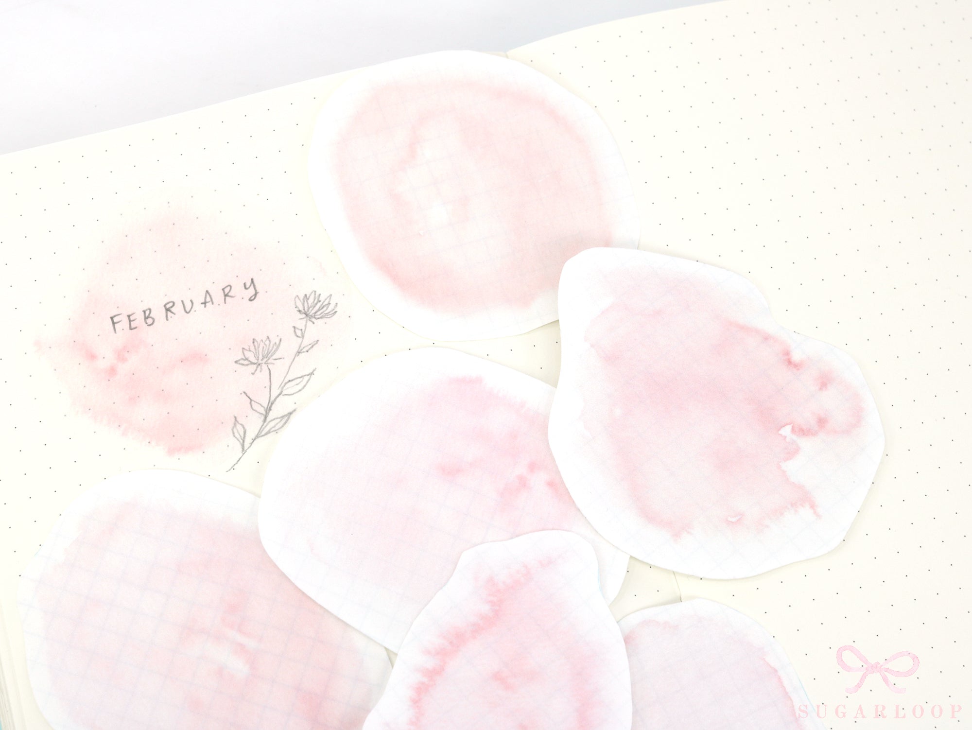 Light Pink Watercolor Washi Sticker Flakes – Set of 6
