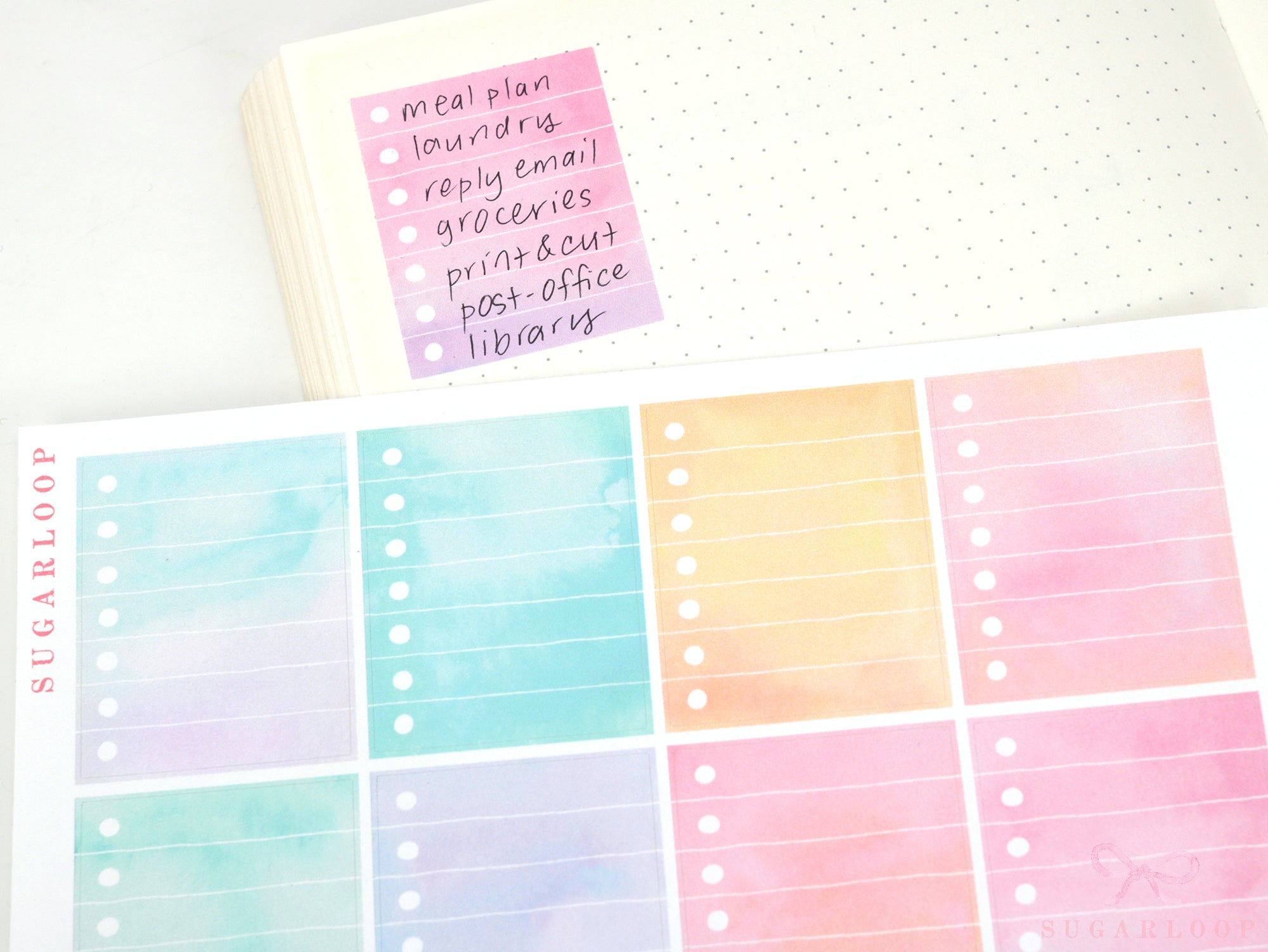 Watercolor Checklist Planner and Journal Stickers: Color Code  Checklists  Bullet Points  Tasks  Lists