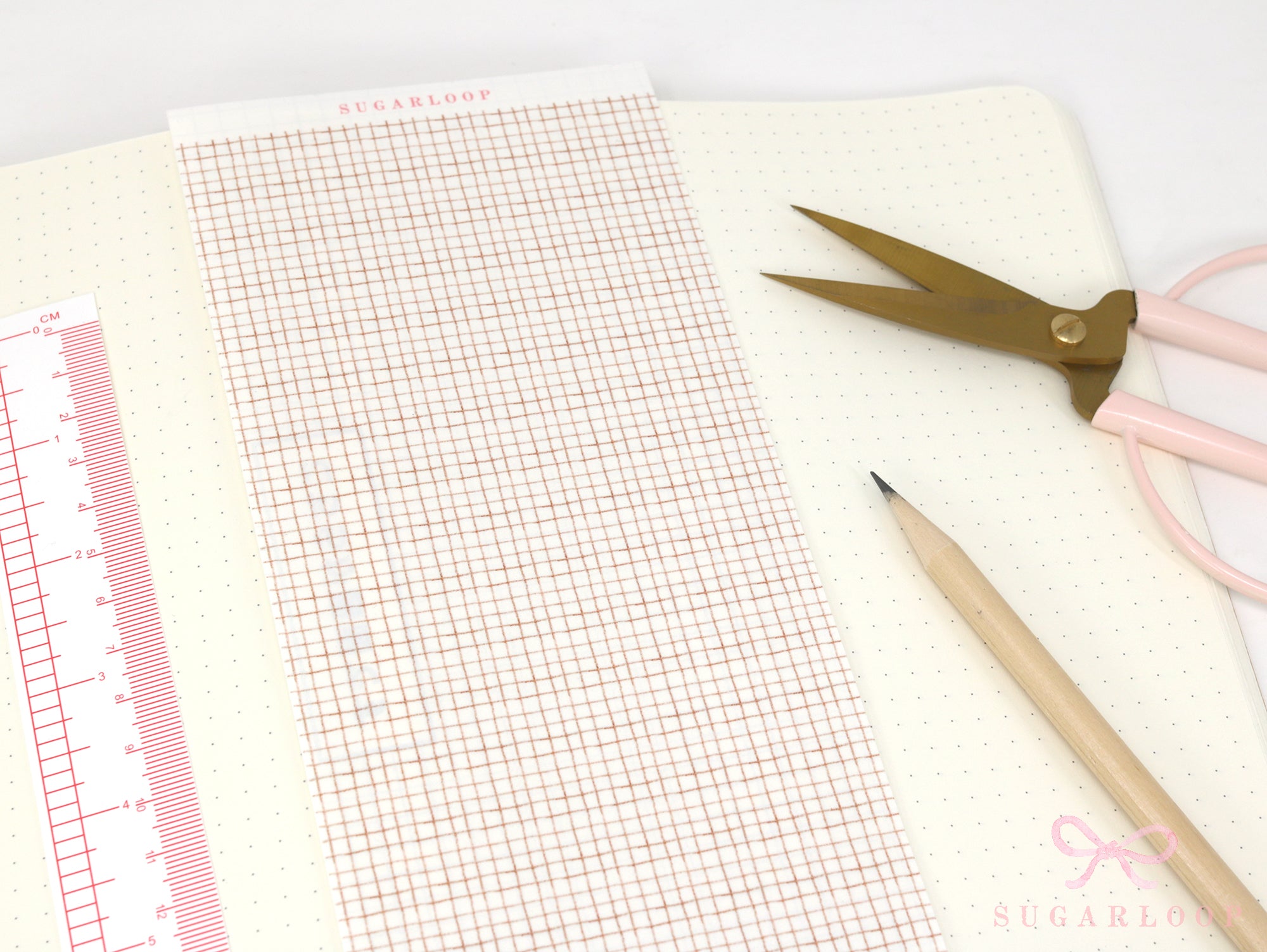 Washi Paper Printed Pattern Sheet for Planners and Journals: Brown Grid