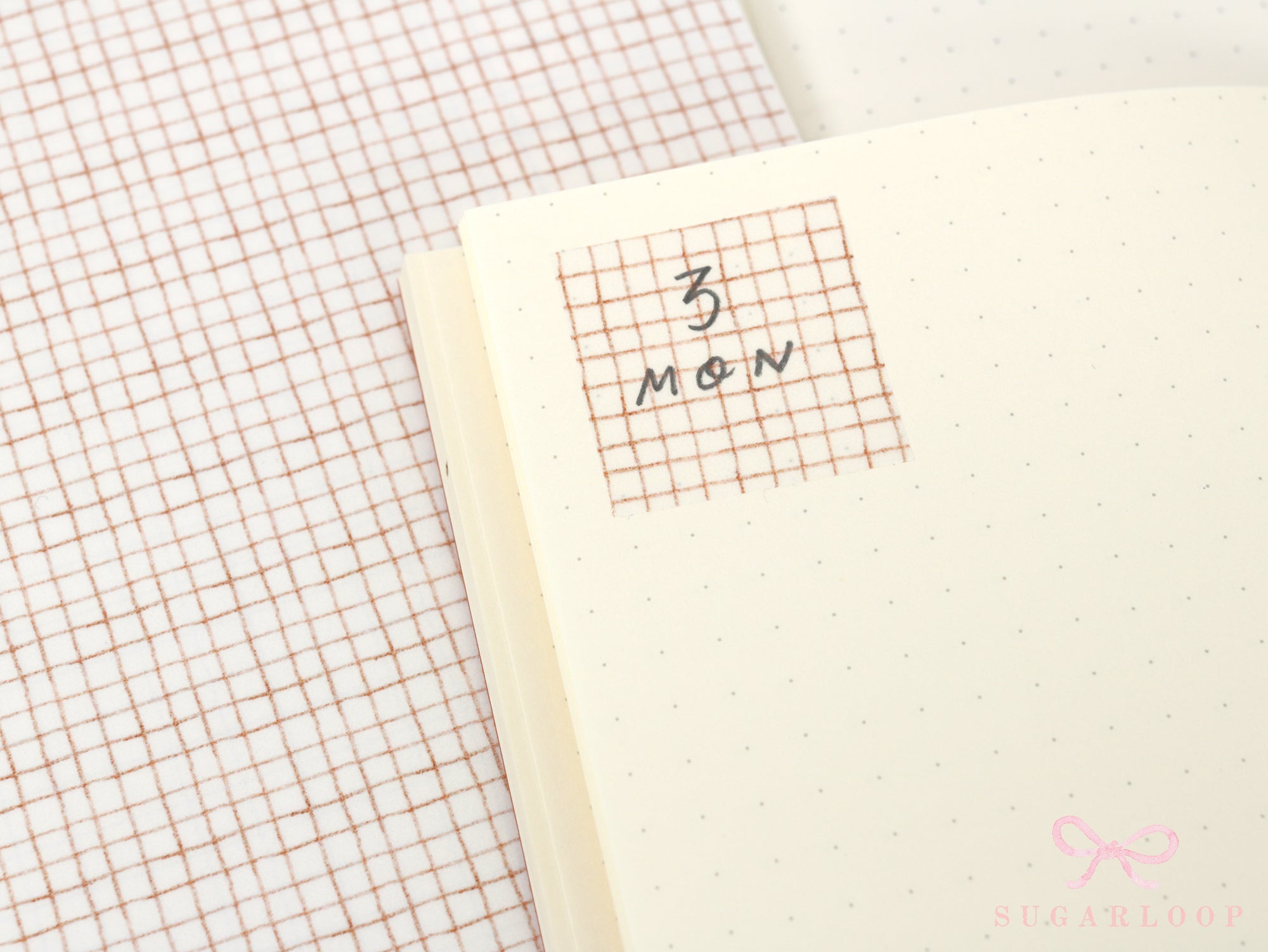 Washi Paper Printed Pattern Sheet for Planners and Journals: Brown Grid
