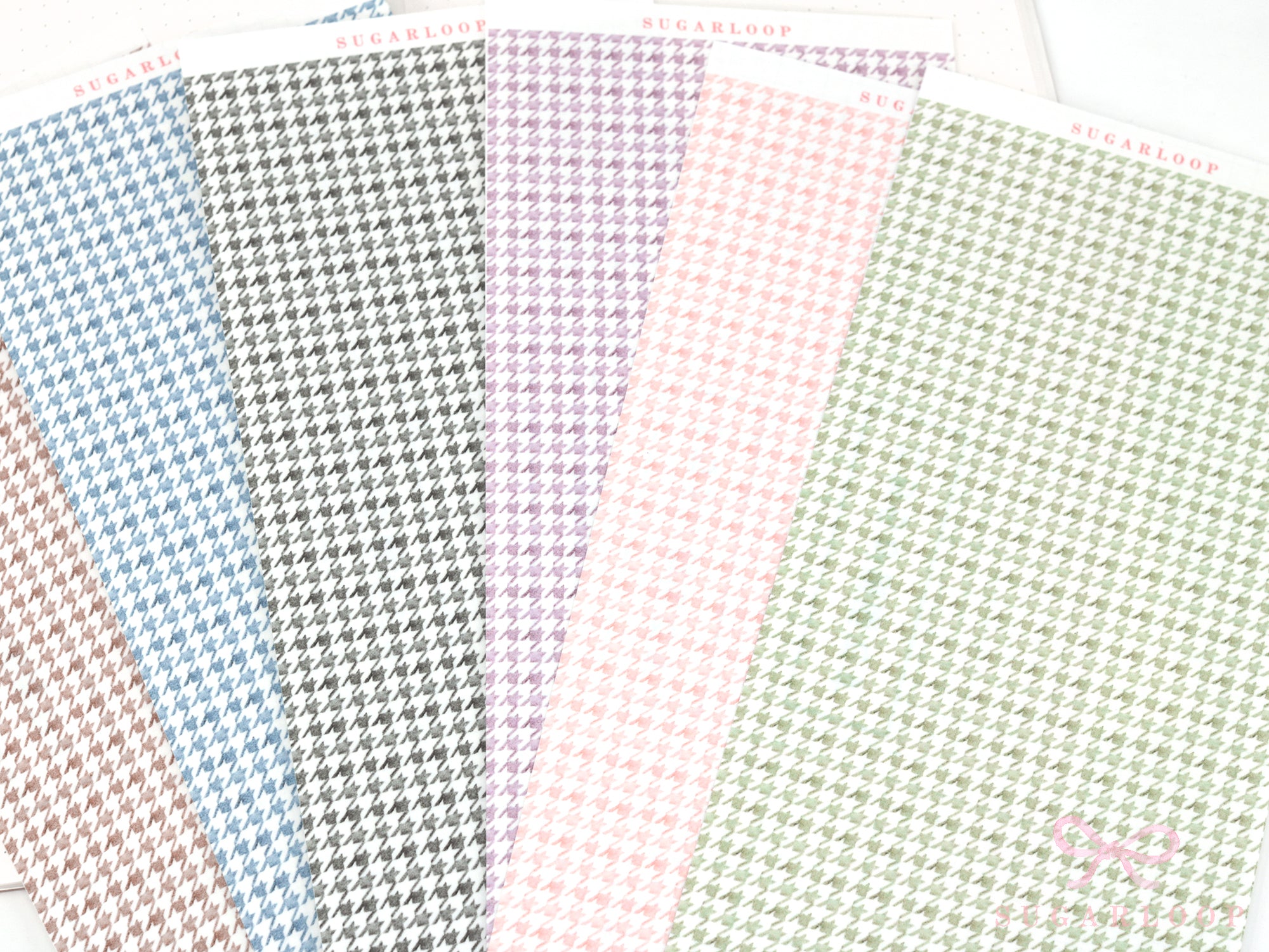 Washi Paper Printed Pattern Sheet for Planners and Journals: Houndstooth