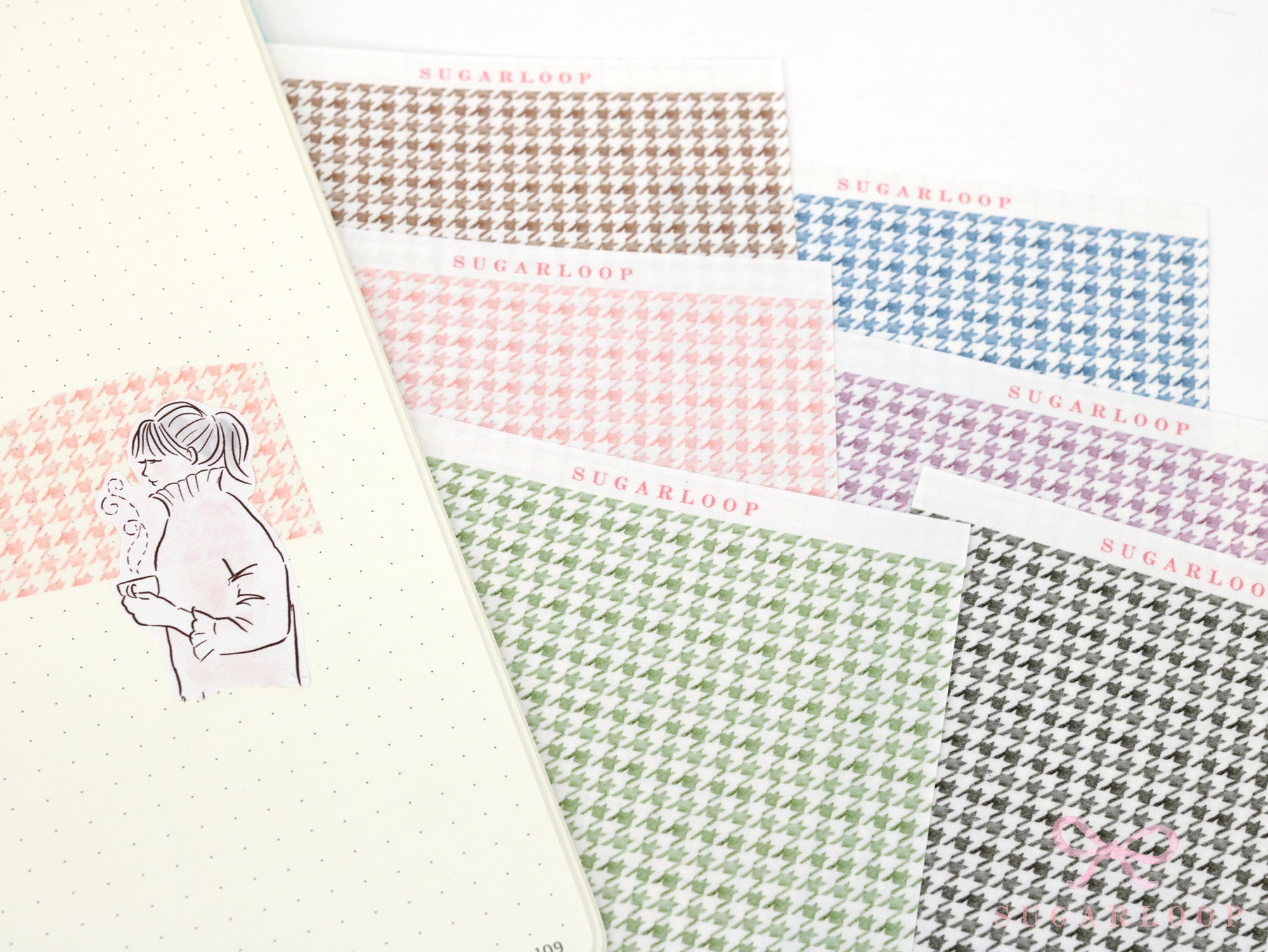 Washi Paper Printed Pattern Sheet for Planners and Journals: Houndstooth