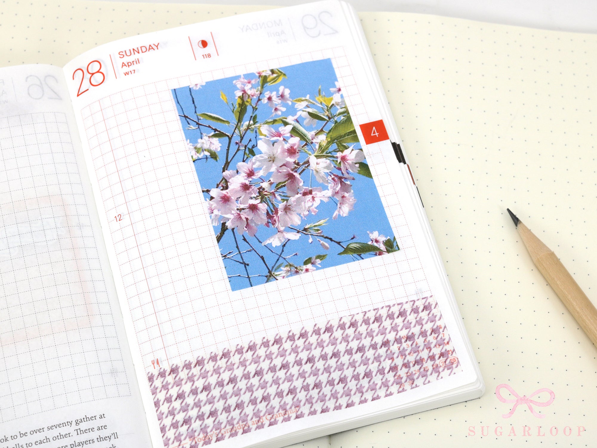 Washi Paper Printed Pattern Sheet for Planners and Journals: Houndstooth