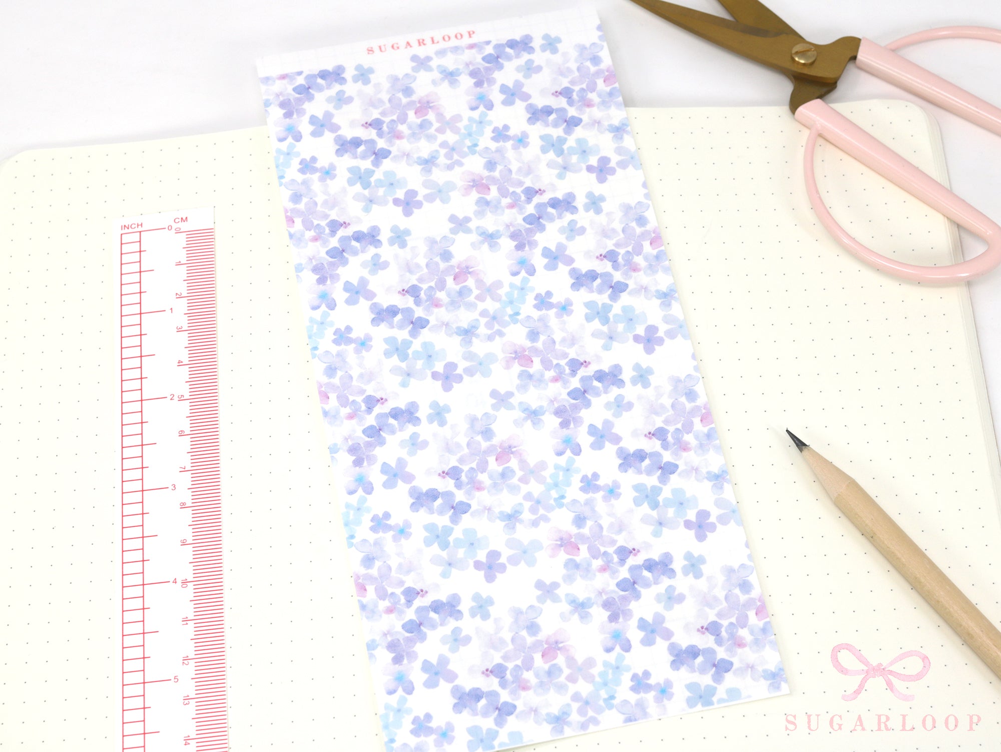Washi Paper Printed Pattern Sheet for Planners and Journals: Floral  Purple