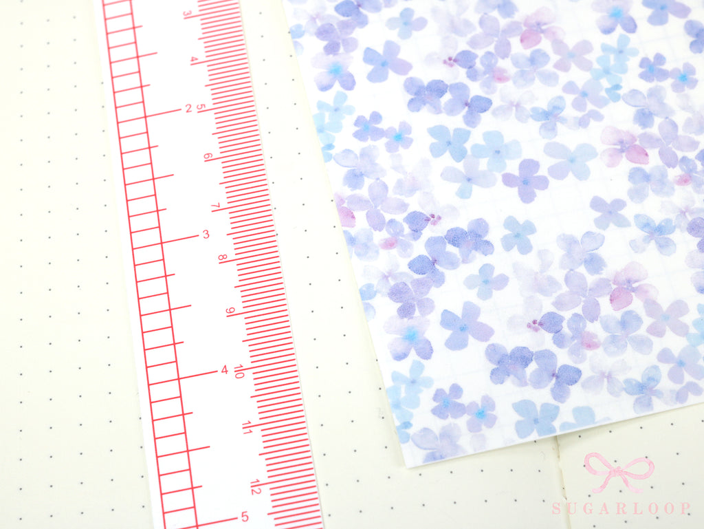 Washi Paper Printed Pattern Sheet for Planners and Journals: Floral  Purple