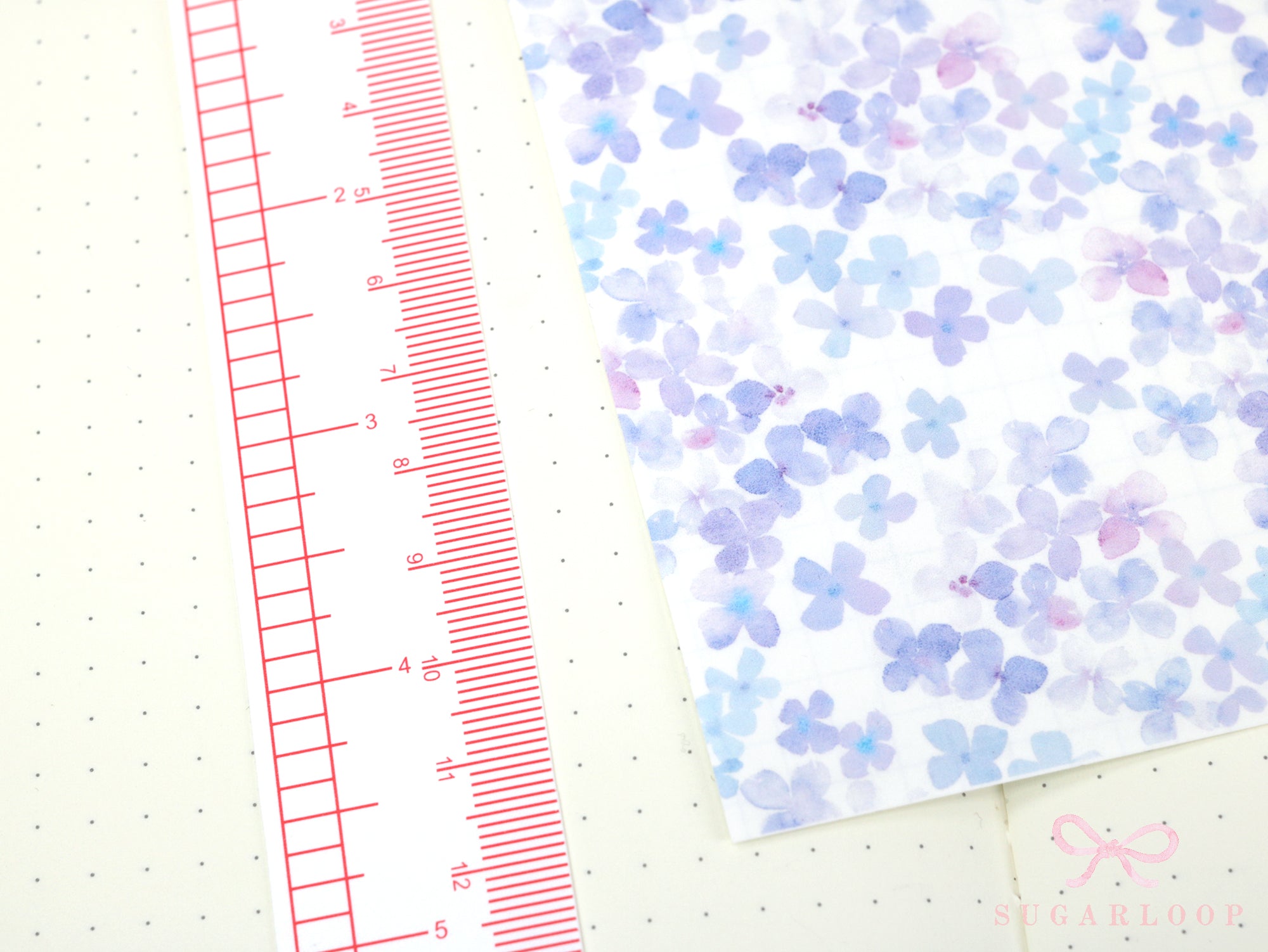 Washi Paper Printed Pattern Sheet for Planners and Journals: Floral  Purple
