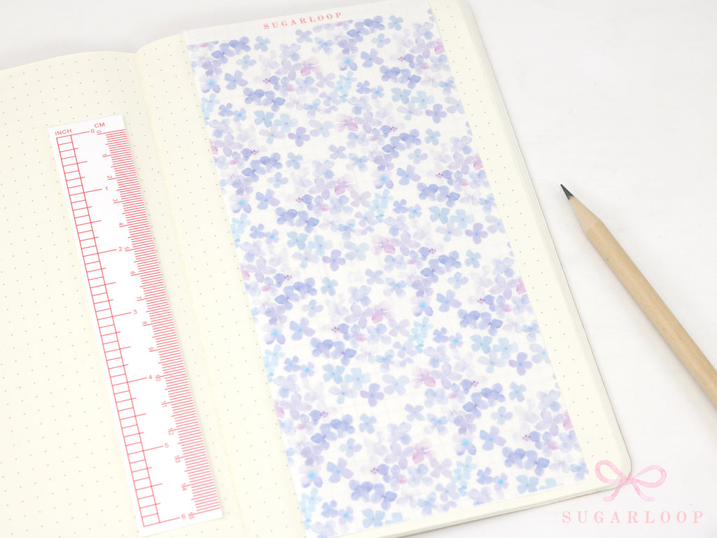 Washi Paper Printed Pattern Sheet for Planners and Journals: Floral  Purple