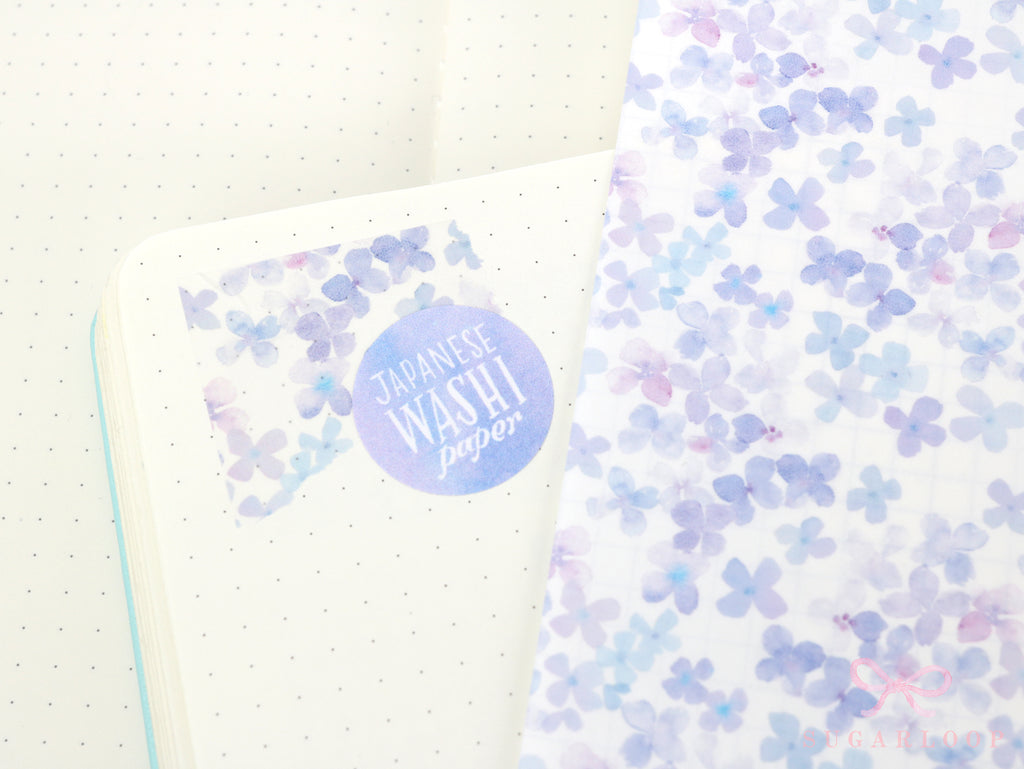 Washi Paper Printed Pattern Sheet for Planners and Journals: Floral  Purple