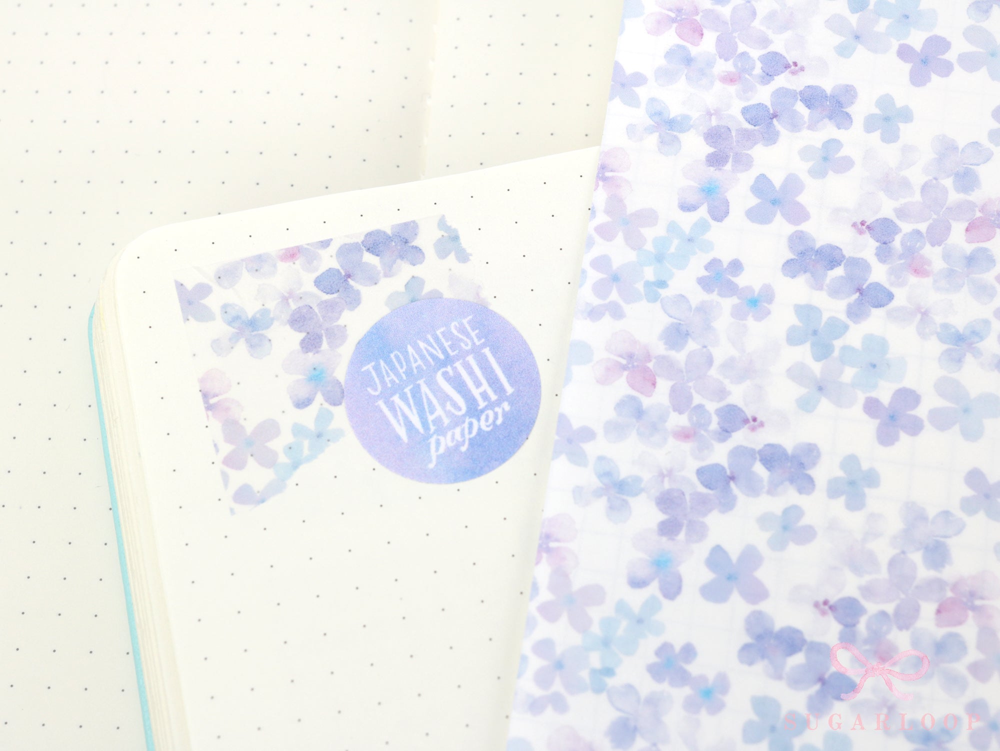 Washi Paper Printed Pattern Sheet for Planners and Journals: Floral  Purple