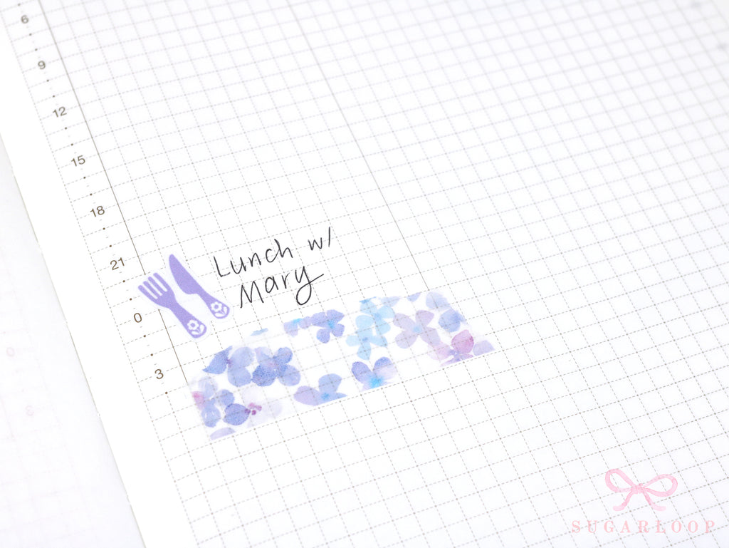 Washi Paper Printed Pattern Sheet for Planners and Journals: Floral  Purple