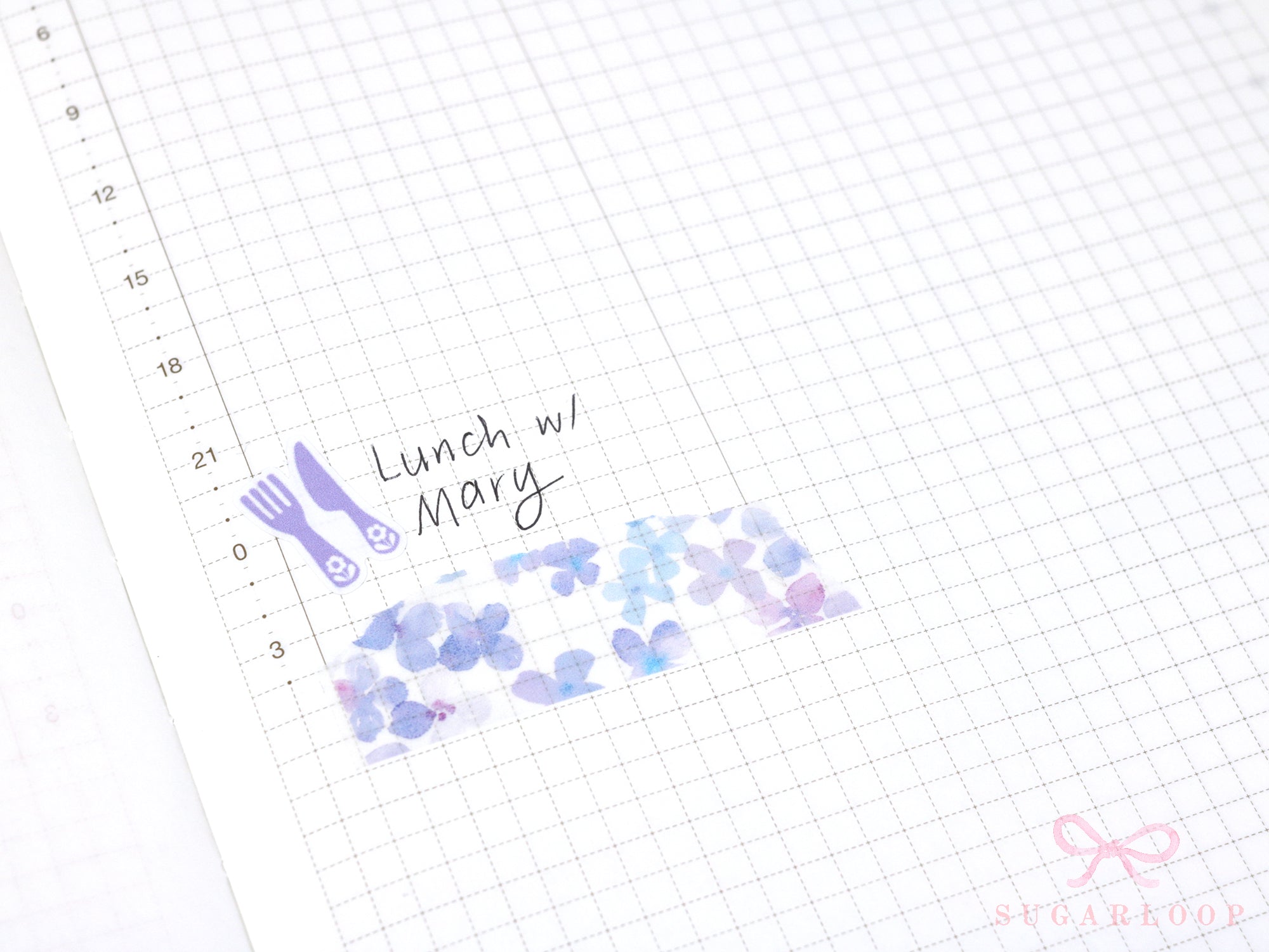 Washi Paper Printed Pattern Sheet for Planners and Journals: Floral  Purple