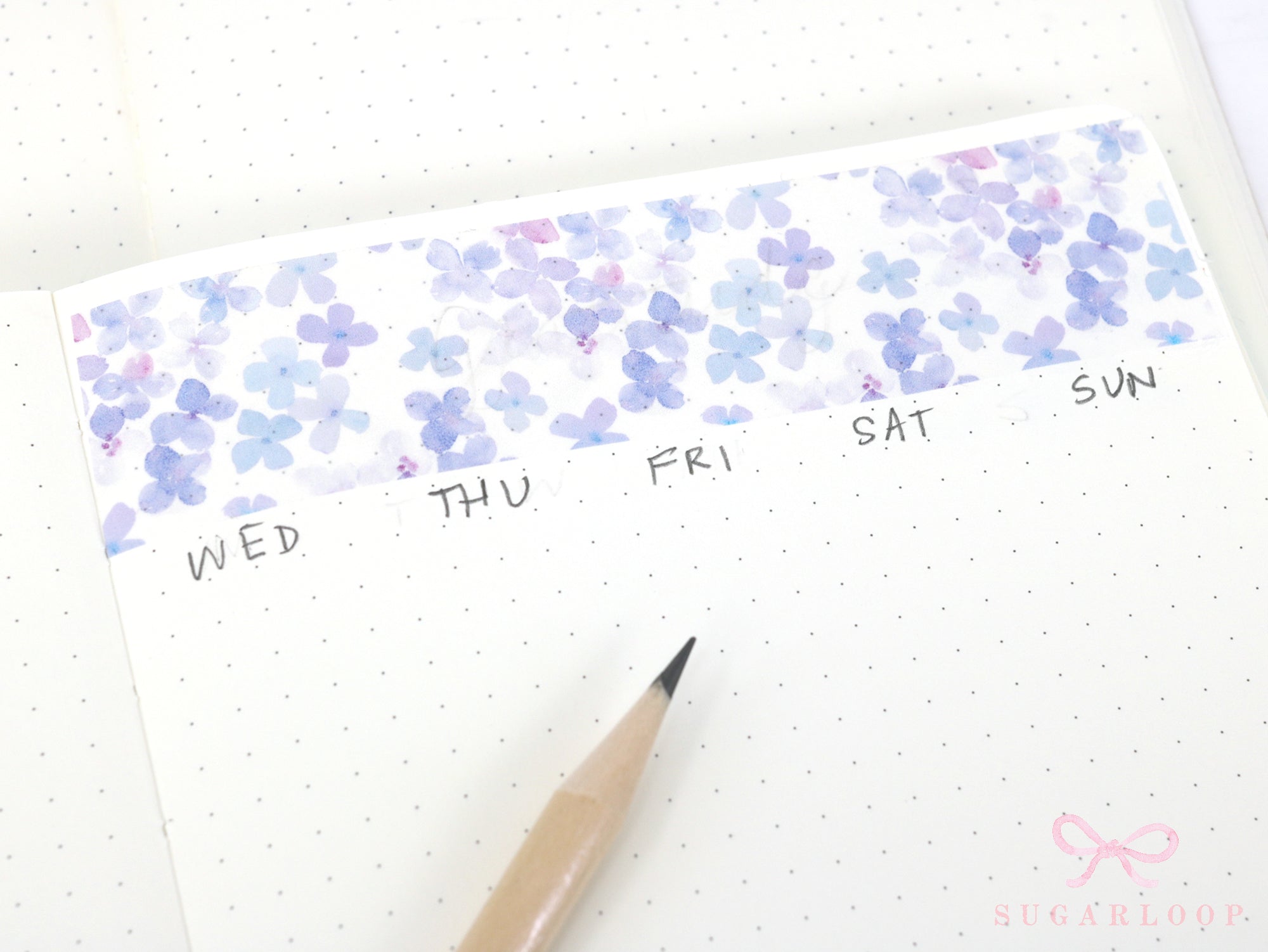 Washi Paper Printed Pattern Sheet for Planners and Journals: Floral  Purple