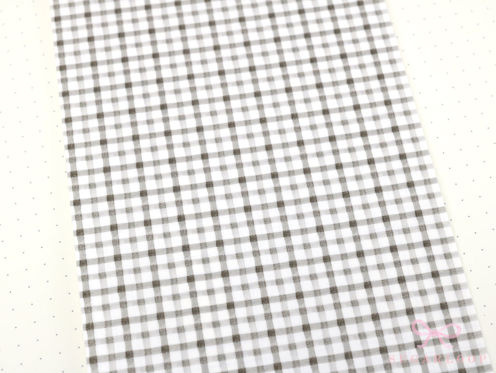 Washi Paper Printed Pattern Sheet for Planners and Journals: Grey Gingham Plaid