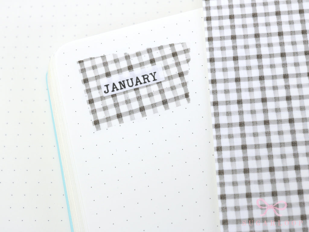 Washi Paper Printed Pattern Sheet for Planners and Journals: Grey Gingham Plaid