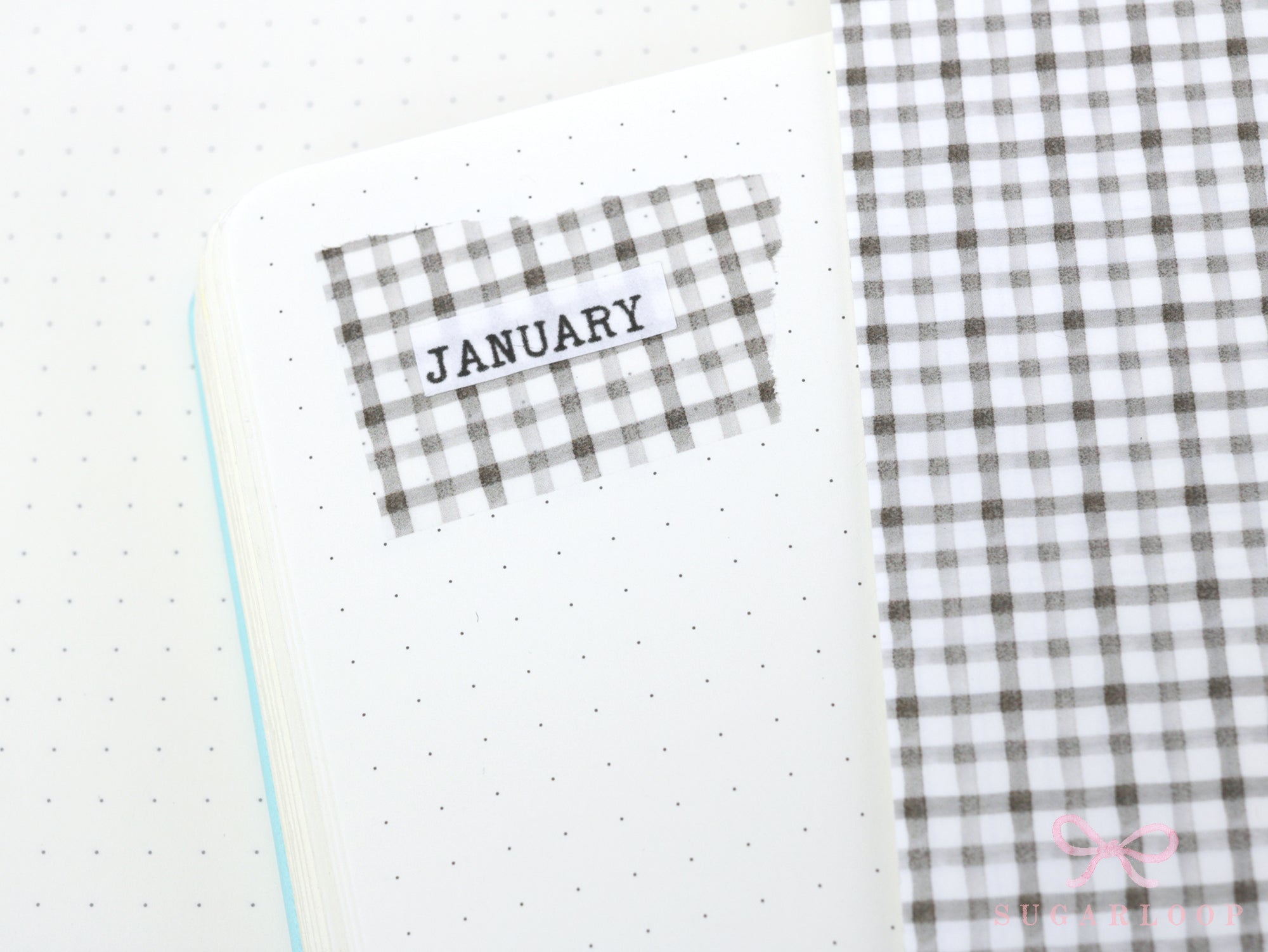 Washi Paper Printed Pattern Sheet for Planners and Journals: Grey Gingham Plaid