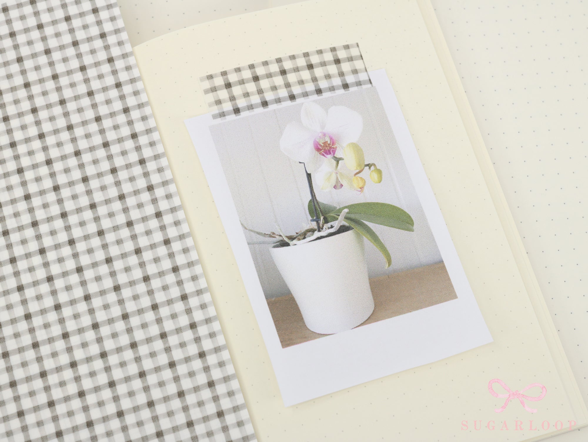Washi Paper Printed Pattern Sheet for Planners and Journals: Grey Gingham Plaid