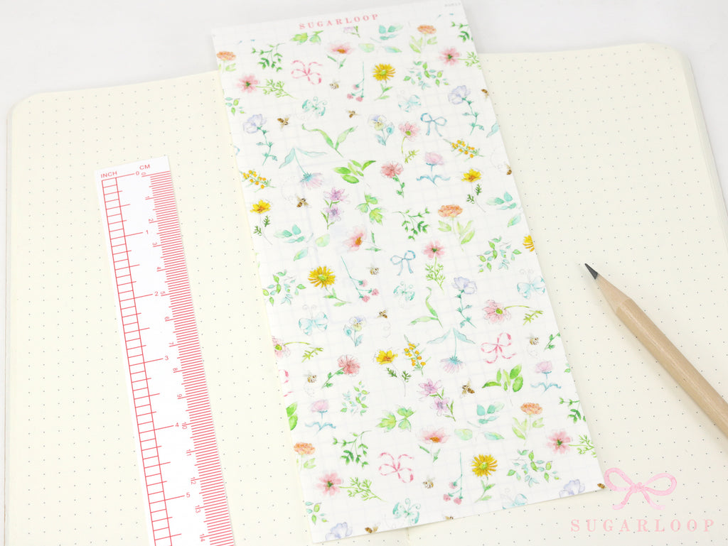 Washi Paper Printed Pattern Sheet for Planners and Journals: Floral  Spring Flowers