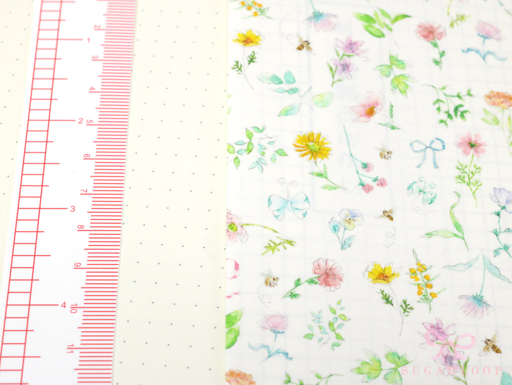 Washi Paper Printed Pattern Sheet for Planners and Journals: Floral  Spring Flowers