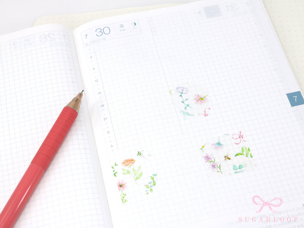 Washi Paper Printed Pattern Sheet for Planners and Journals: Floral  Spring Flowers