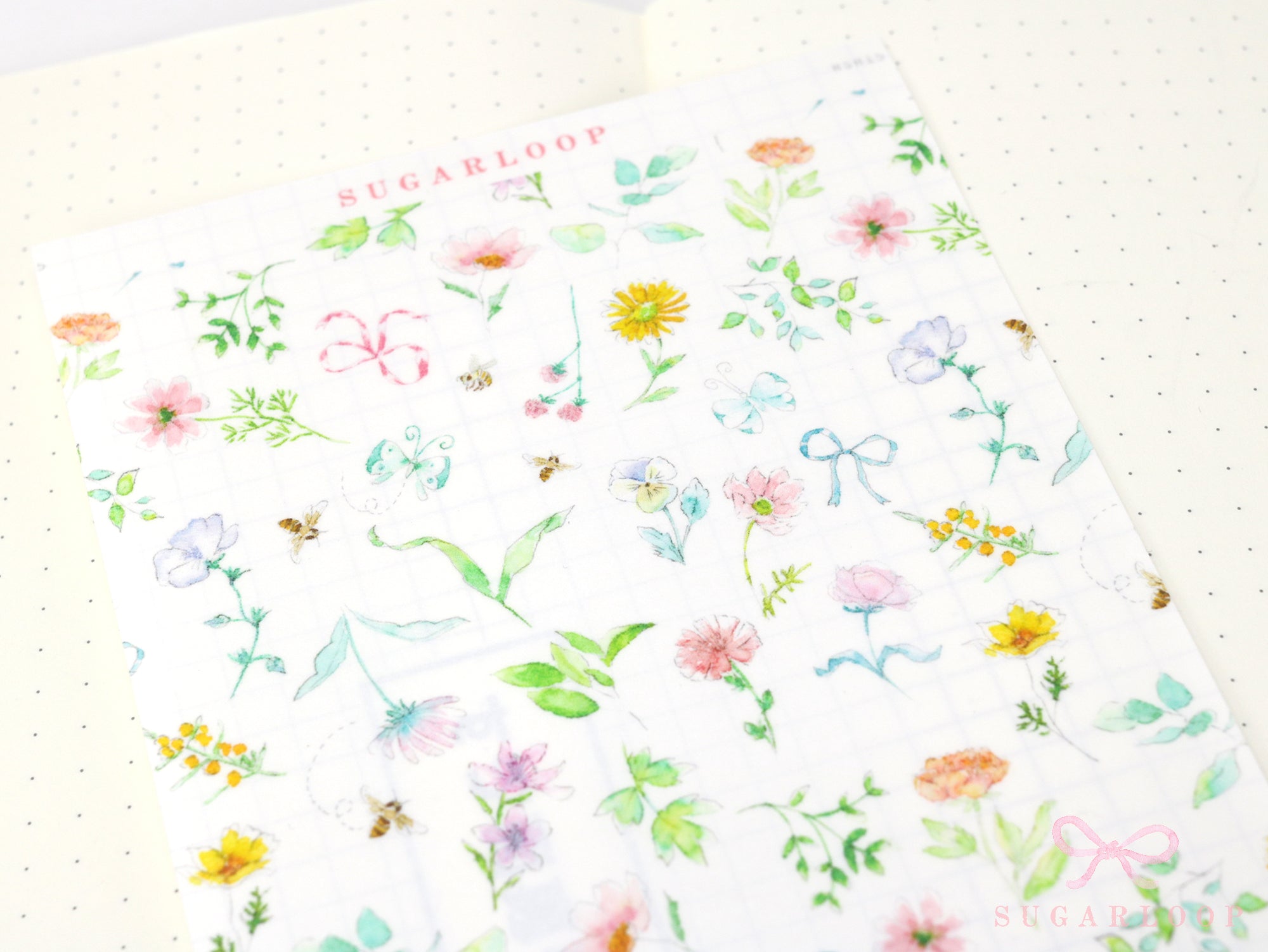 Washi Paper Printed Pattern Sheet for Planners and Journals: Floral  Spring Flowers