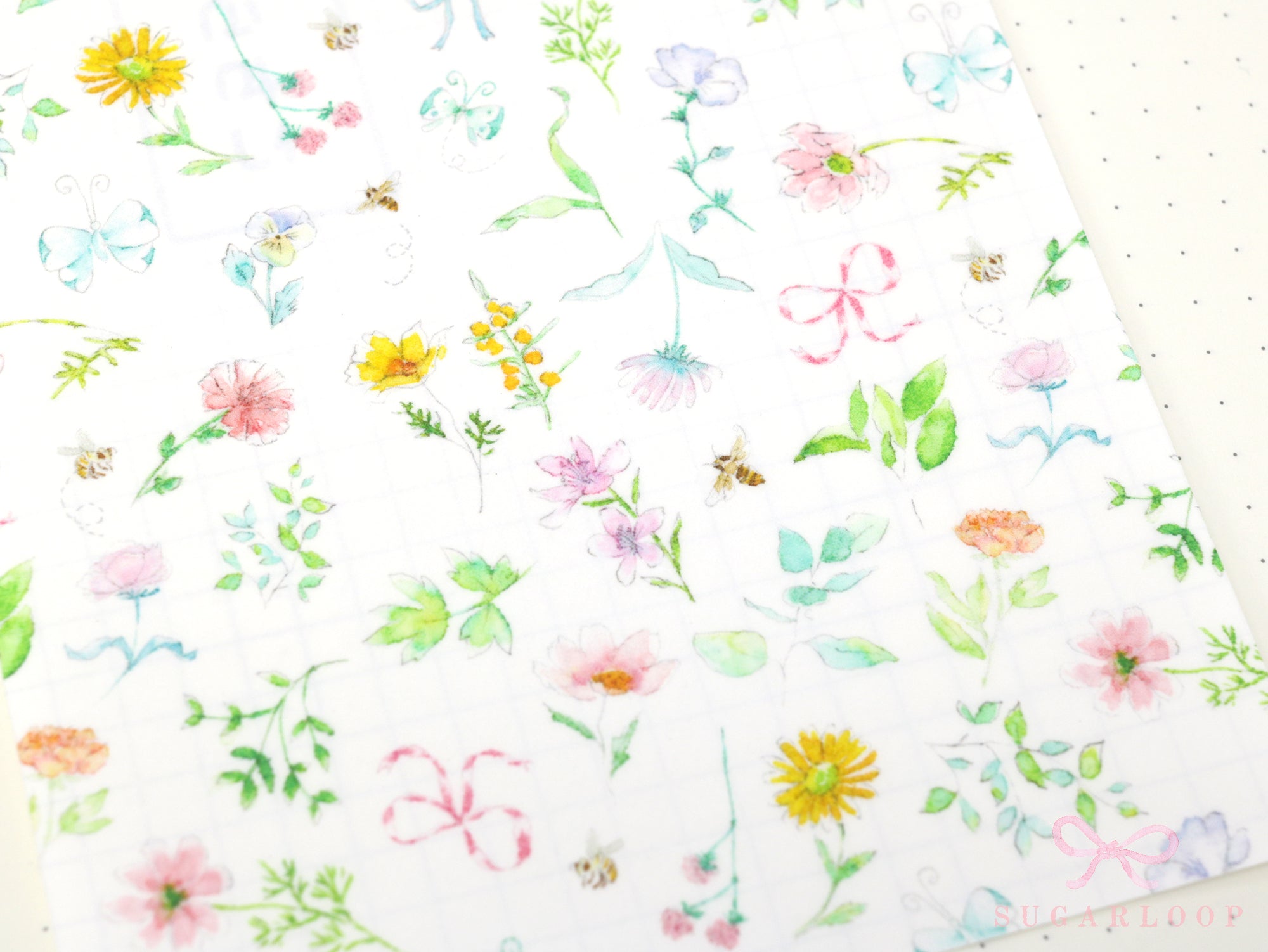 Washi Paper Printed Pattern Sheet for Planners and Journals: Floral  Spring Flowers