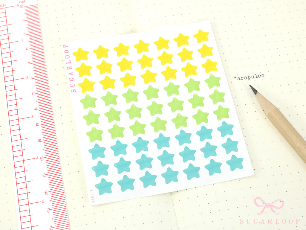 Stars Planner and Journal Stickers: Journaling Checklist Watercolor (8mm)