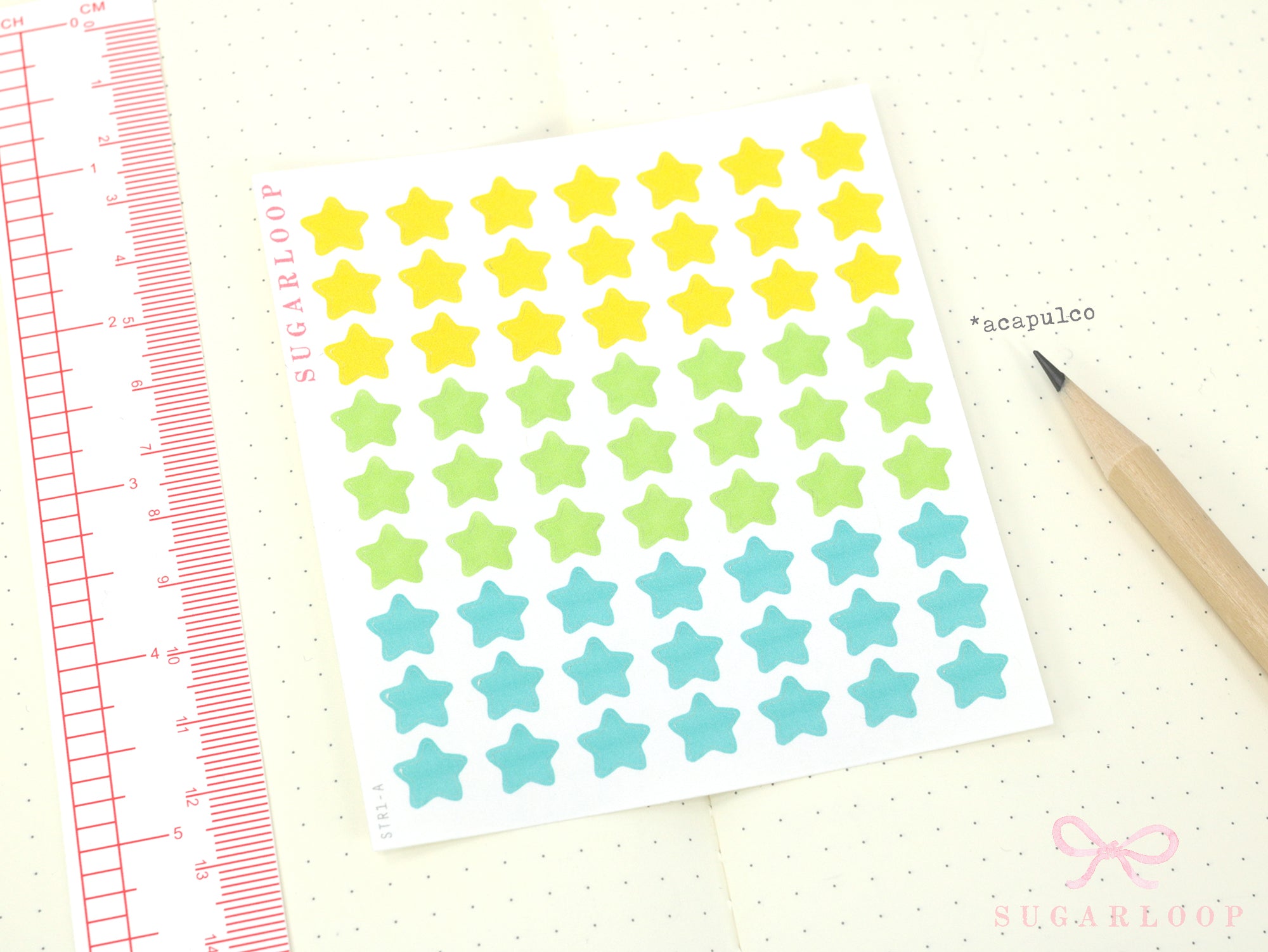 Stars Planner and Journal Stickers: Journaling Checklist Watercolor (8mm)