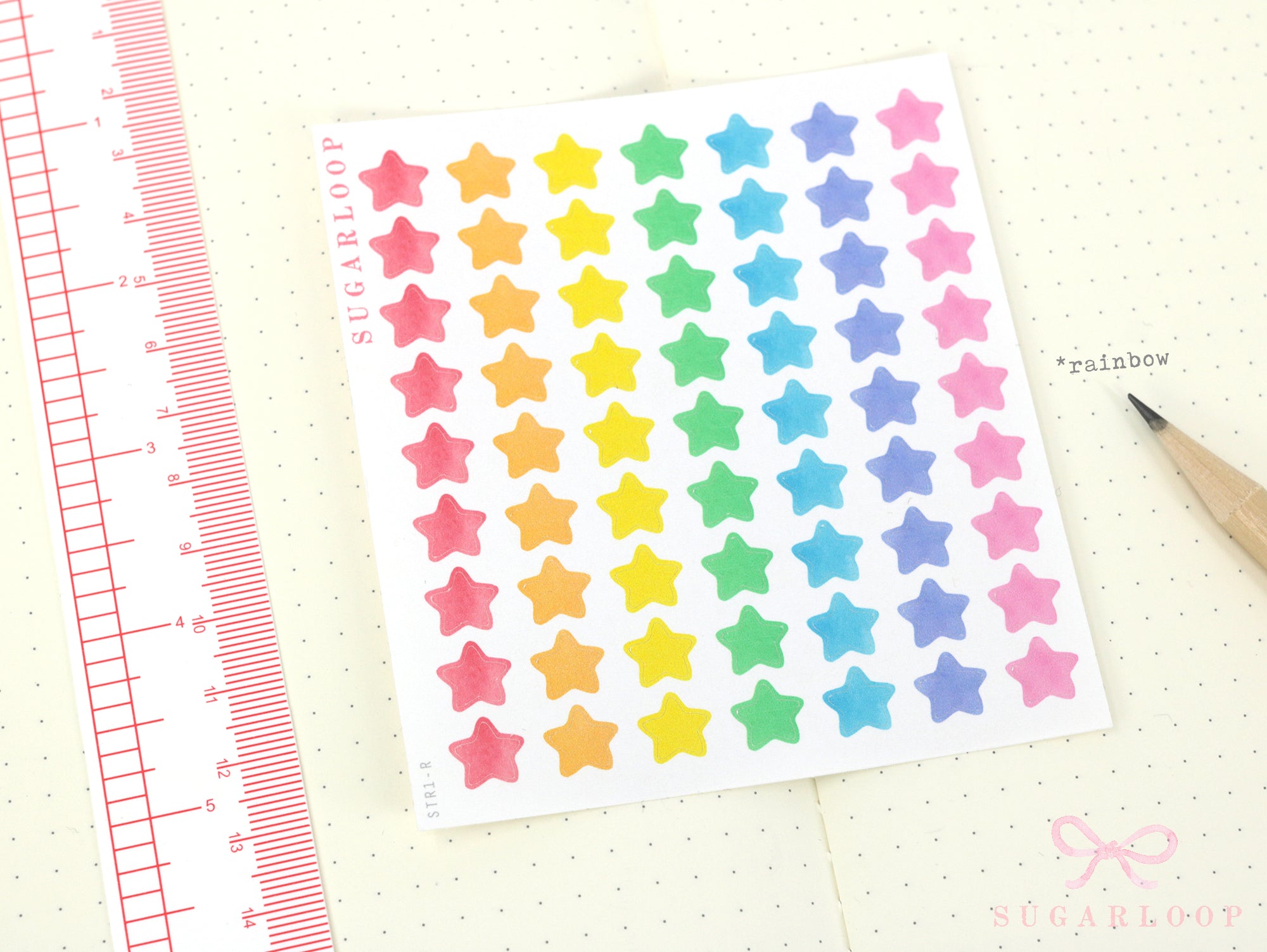 Stars Planner and Journal Stickers: Journaling Checklist Watercolor (8mm)
