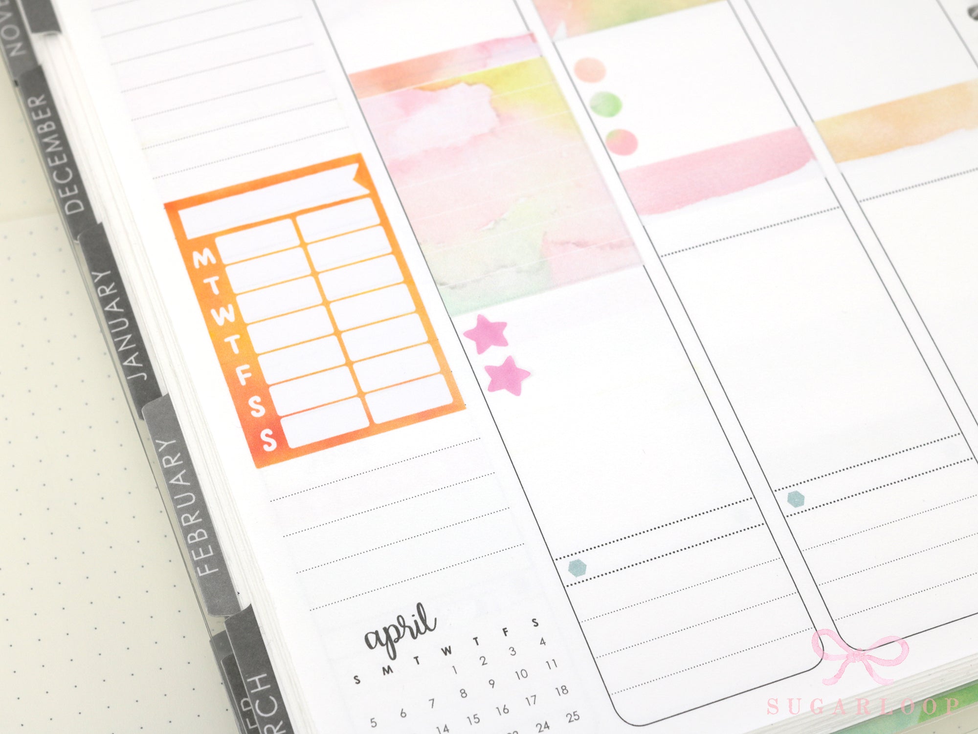 Stars Planner and Journal Stickers: Journaling Checklist Watercolor (8mm)