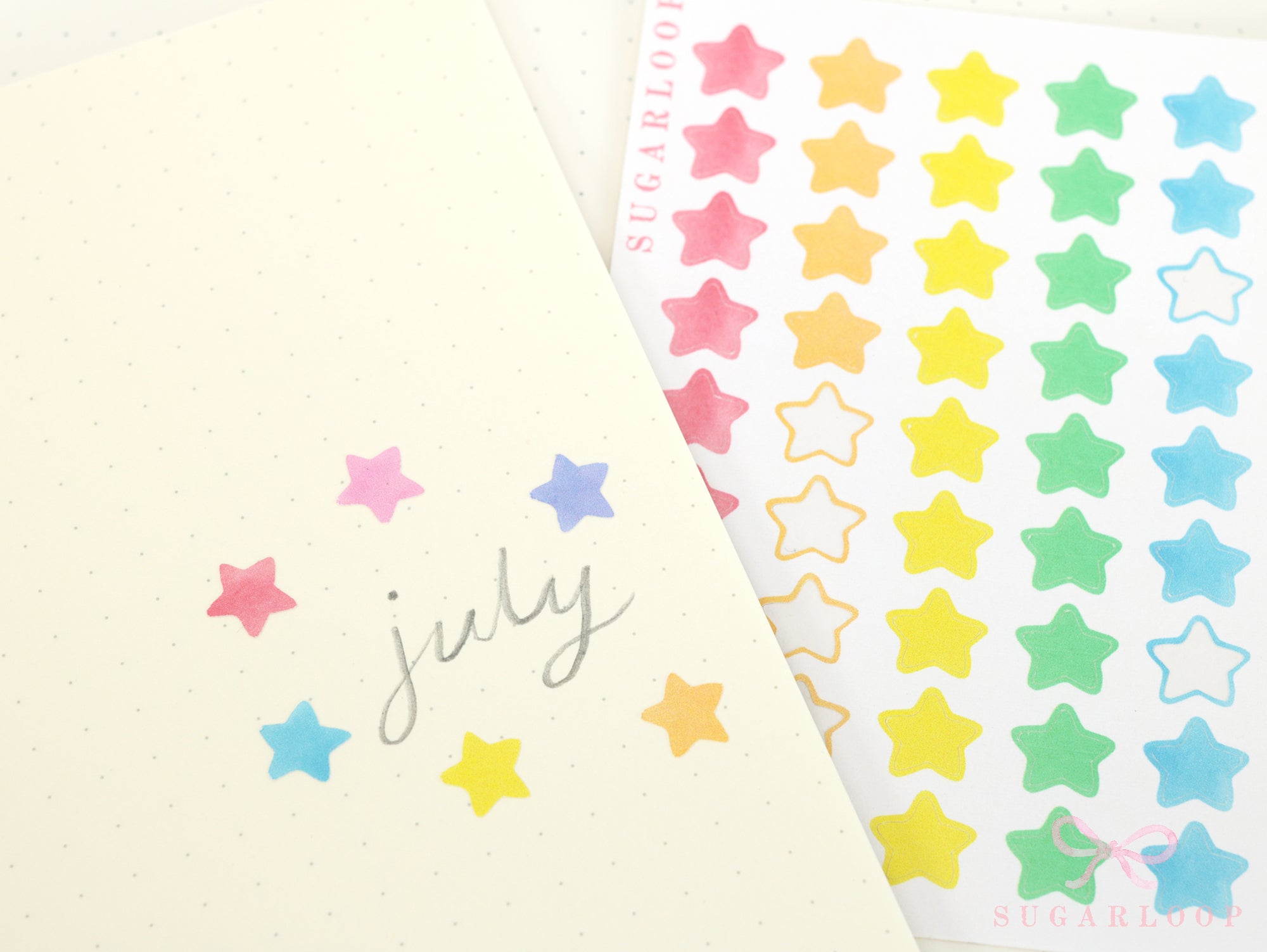 Stars Planner and Journal Stickers: Journaling Checklist Watercolor (8mm)