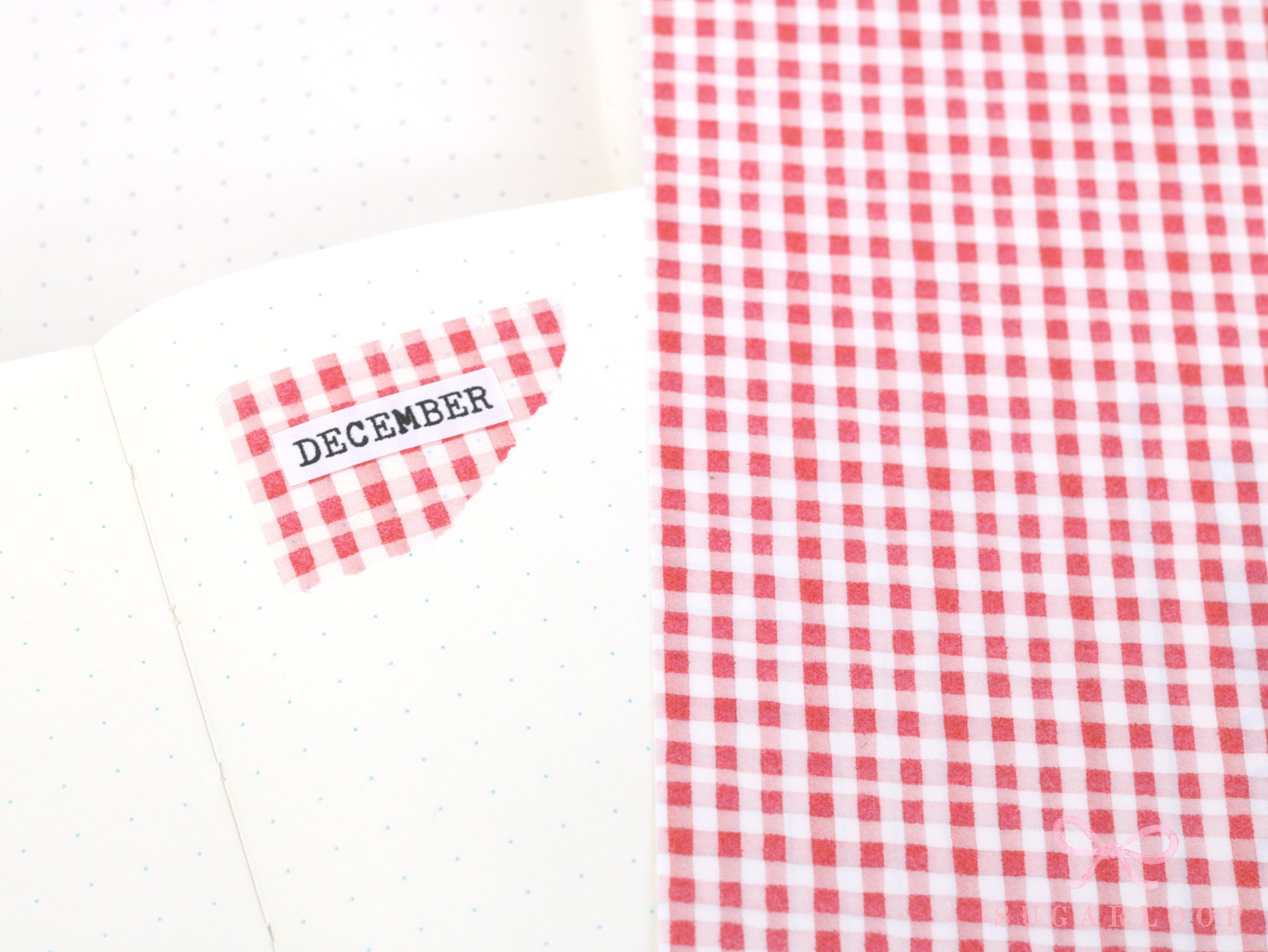 Washi Paper Printed Pattern Sheet for Planners and Journals: Red Gingham Plaid