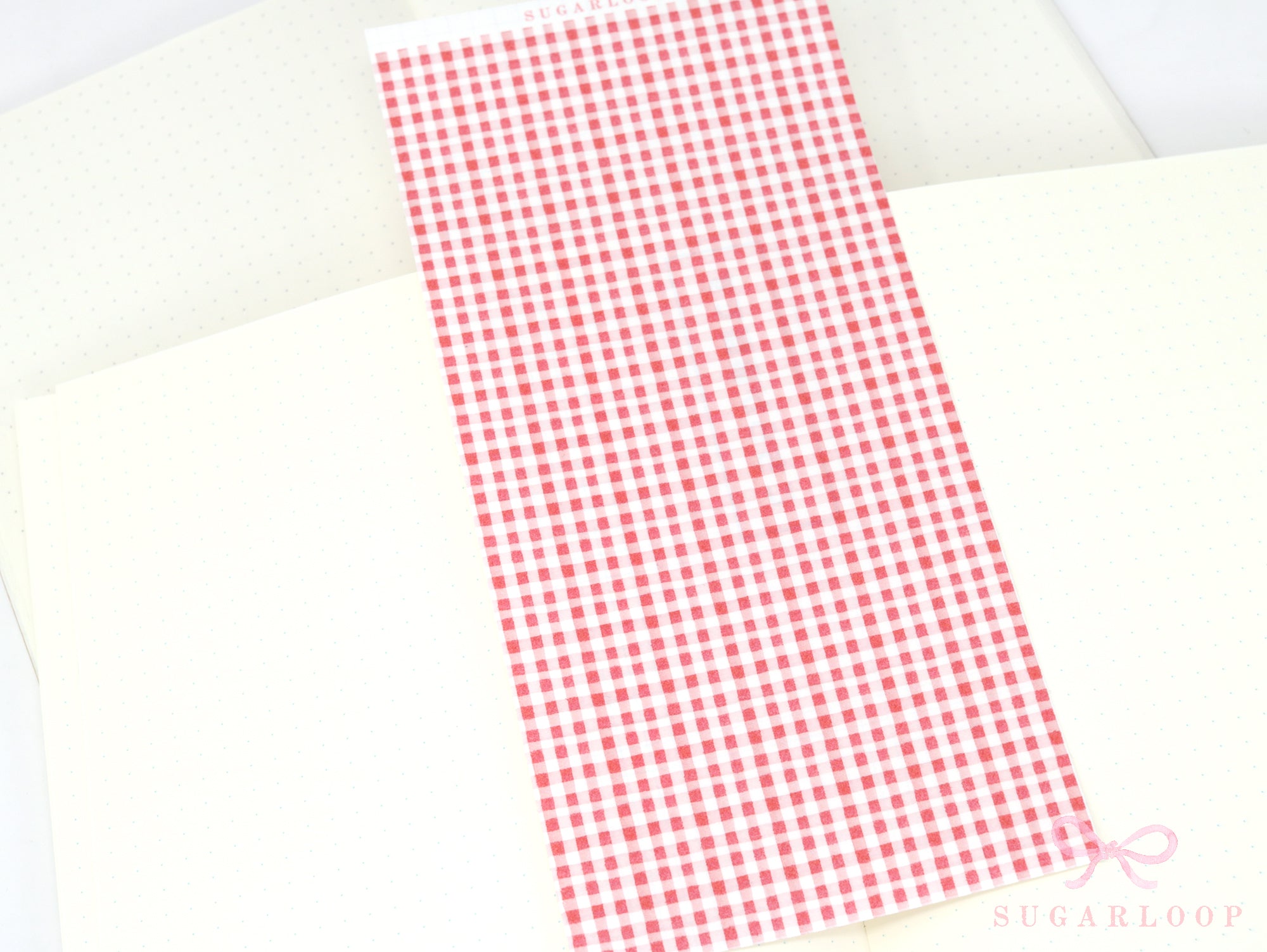 Washi Paper Printed Pattern Sheet for Planners and Journals: Red Gingham Plaid
