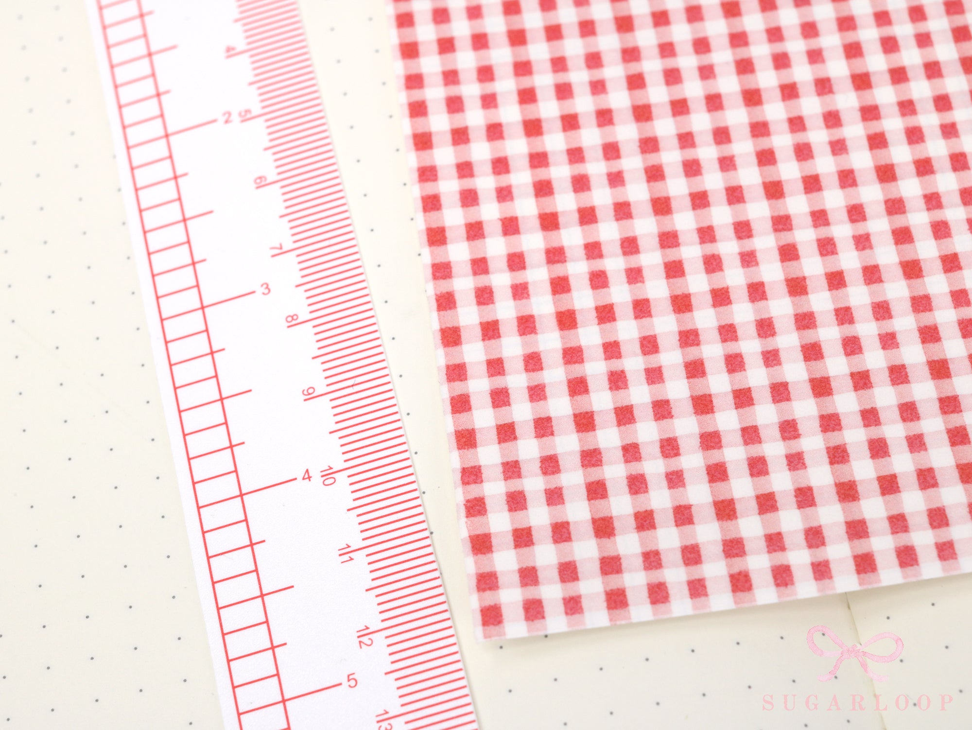 Washi Paper Printed Pattern Sheet for Planners and Journals: Red Gingham Plaid