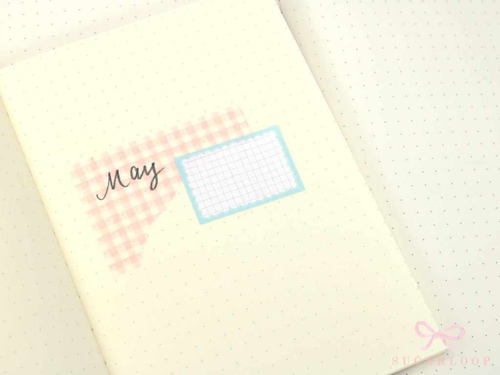 Washi Paper Printed Pattern Sheet for Planners and Journals: Shell Pink Gingham