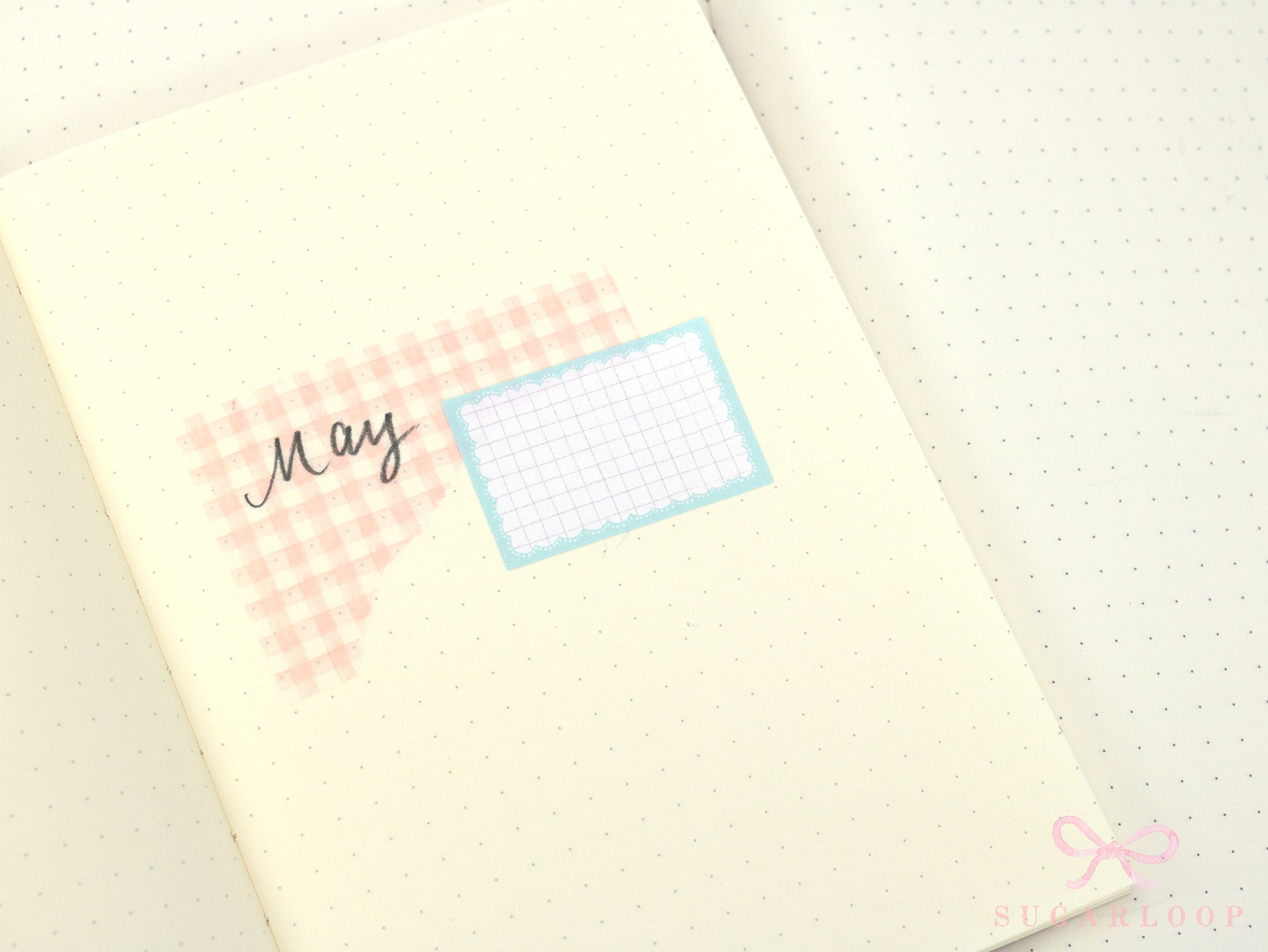 Washi Paper Printed Pattern Sheet for Planners and Journals: Shell Pink Gingham