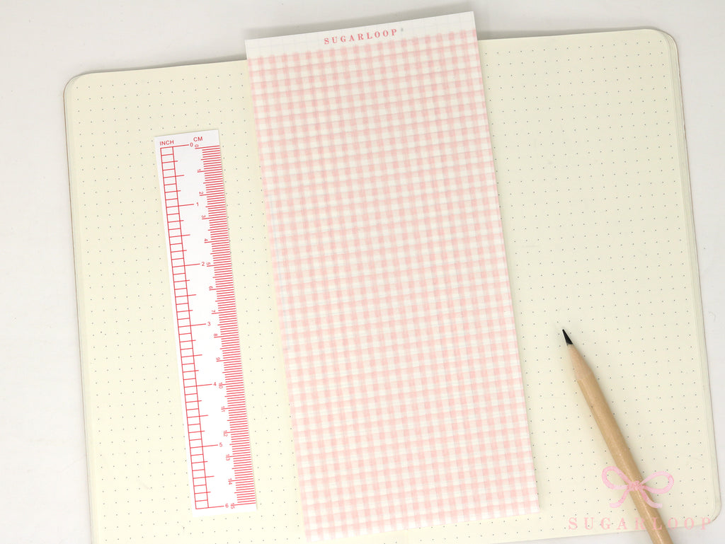 Washi Paper Printed Pattern Sheet for Planners and Journals: Shell Pink Gingham