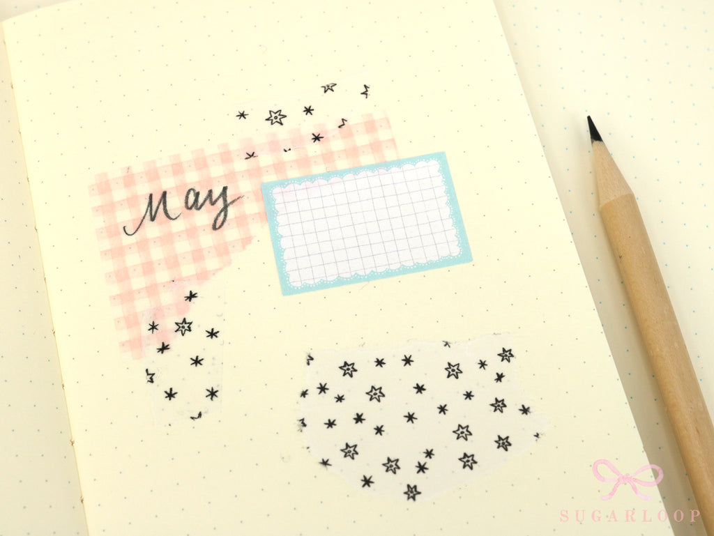Washi Paper Printed Pattern Sheet for Planners and Journals: Shell Pink Gingham