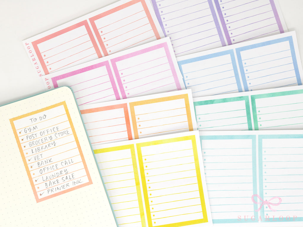 Large Watercolor Checklist Planner and Journal Stickers: Bullet Points, Tasks, Lists