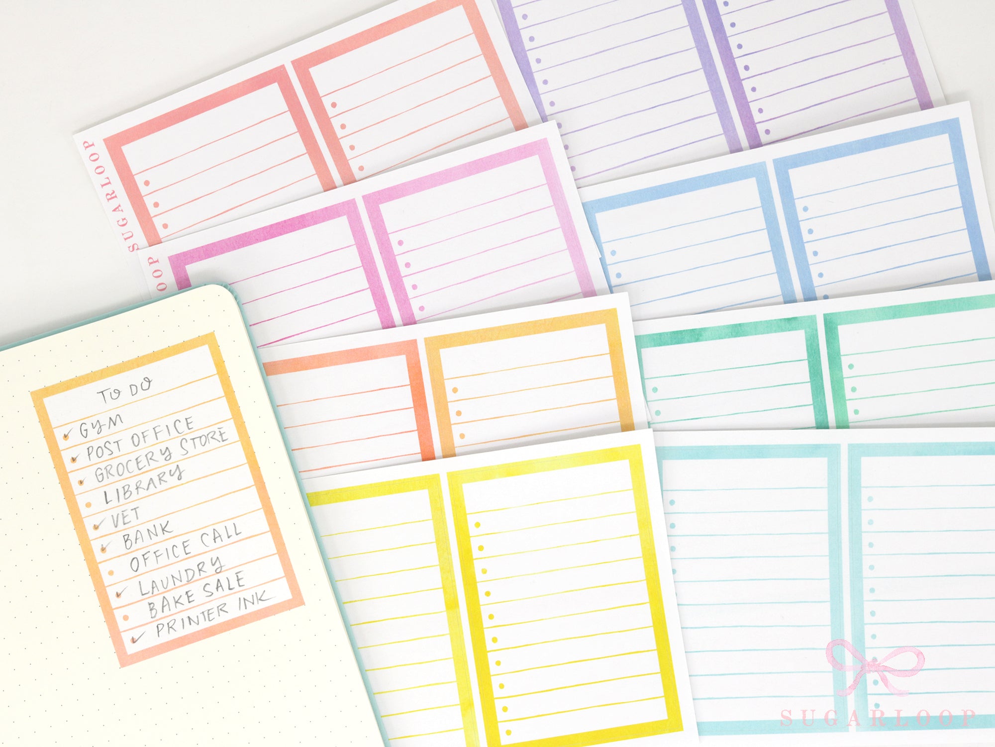 Large Watercolor Checklist Planner and Journal Stickers: Bullet Points, Tasks, Lists