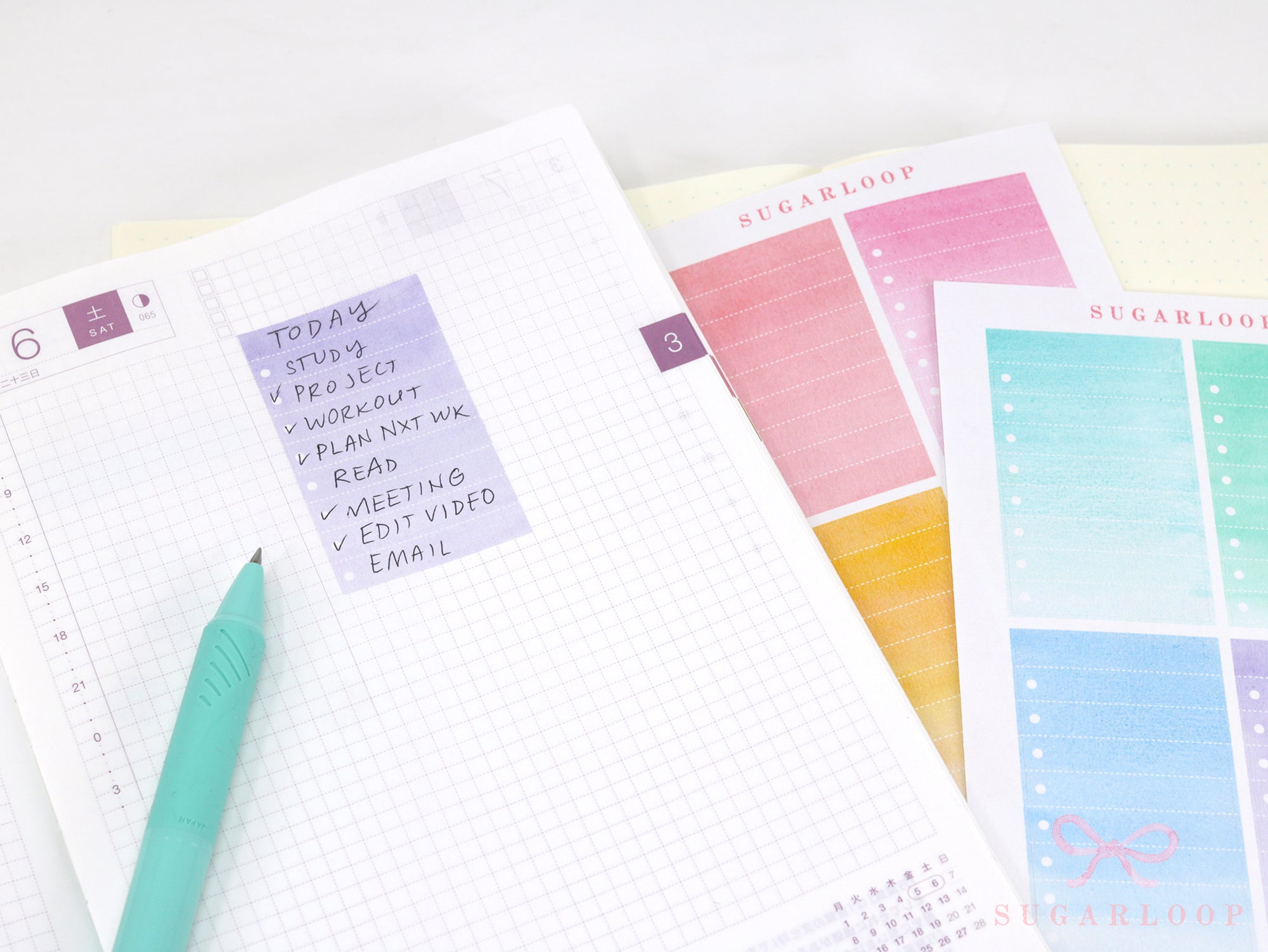 Watercolor Checklist Planner and Journal Stickers: Checklists, Checkboxes
